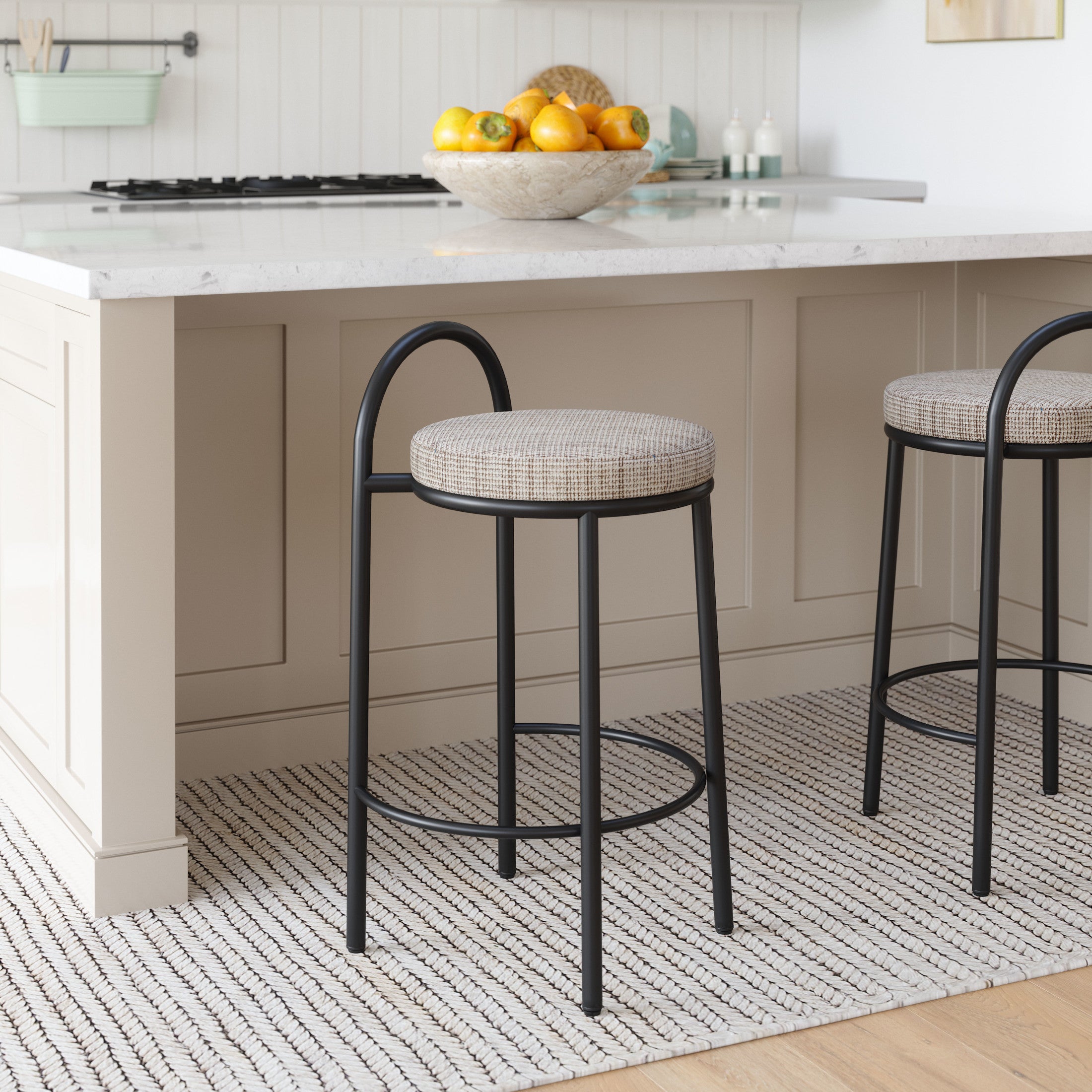 Sisal Counter Stool (Set of 2) Beige Tweed