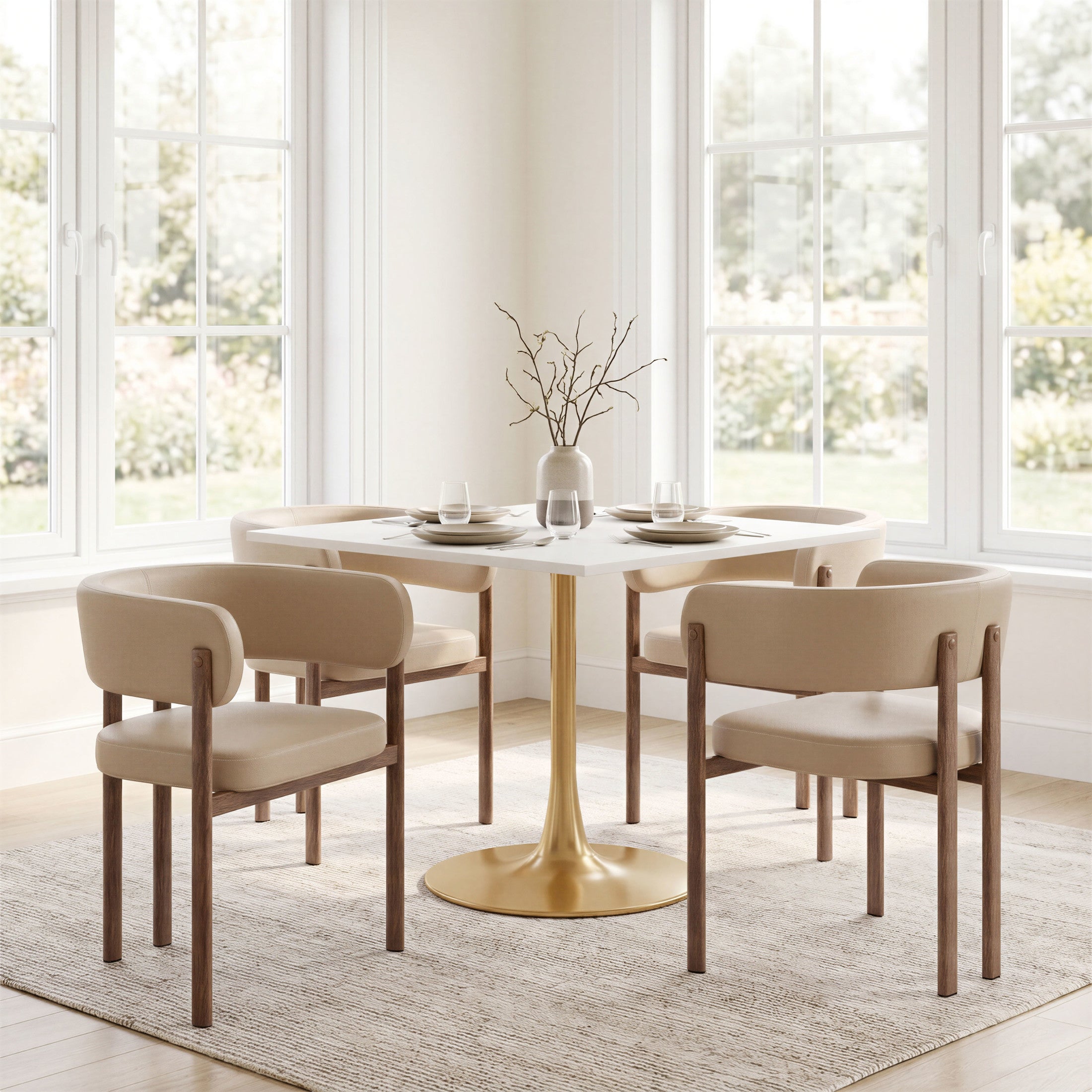 Epas Dining Table White & Gold
