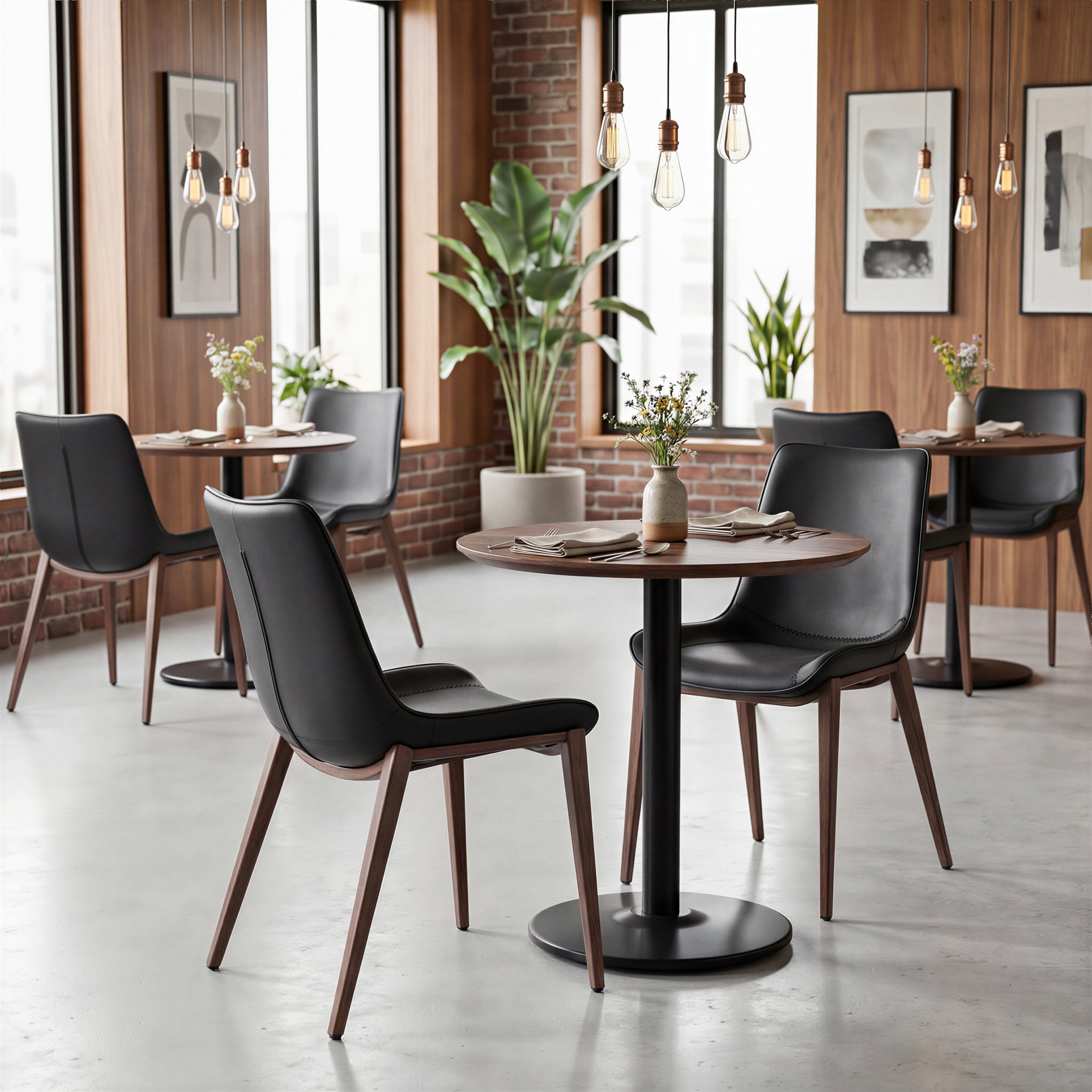 Magnus Dining Chair (Set of 2) Black & Walnut