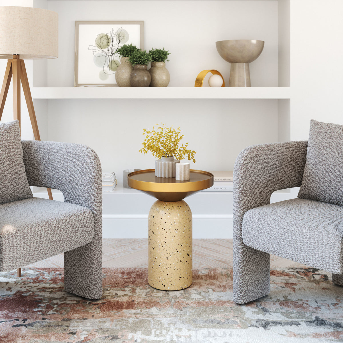 Cendre Side Table Gold & Beige