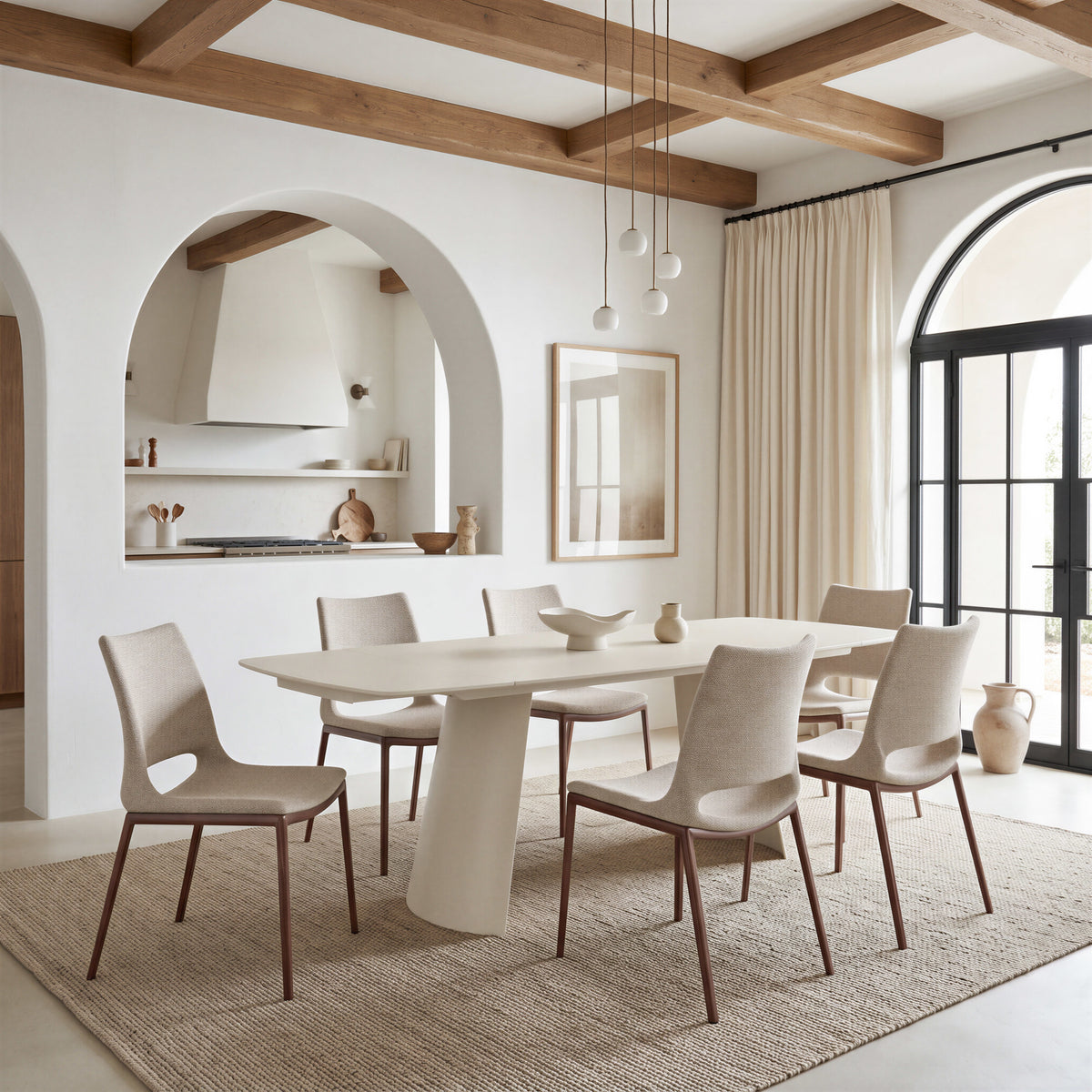 Ace Dining Chair (Set of 2) Beige & Walnut