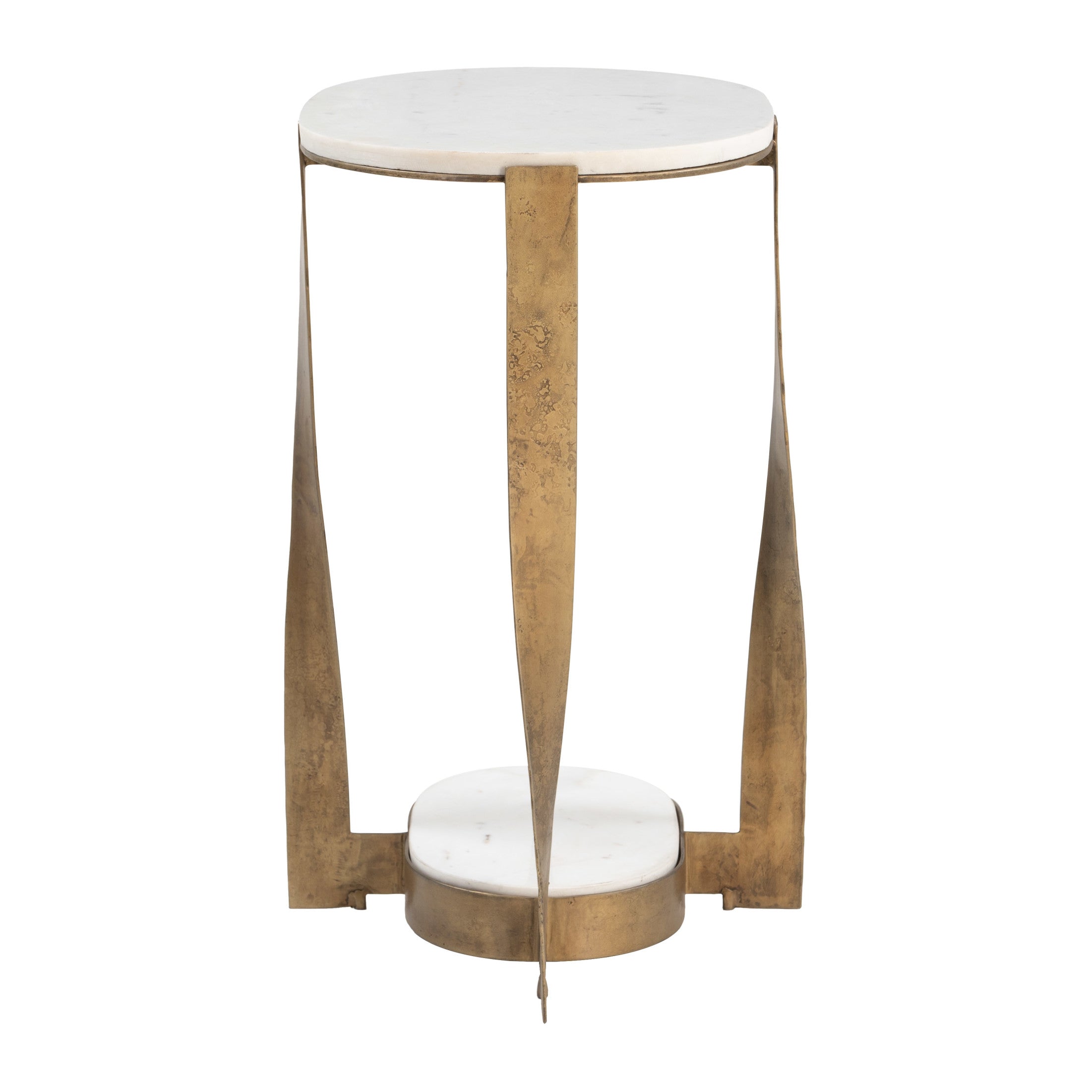 Orion Accent Table White & Brass