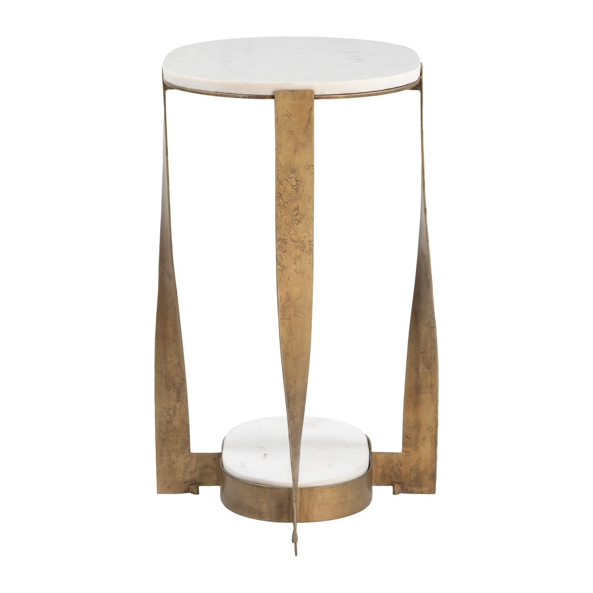 Orion Accent Table White & Brass