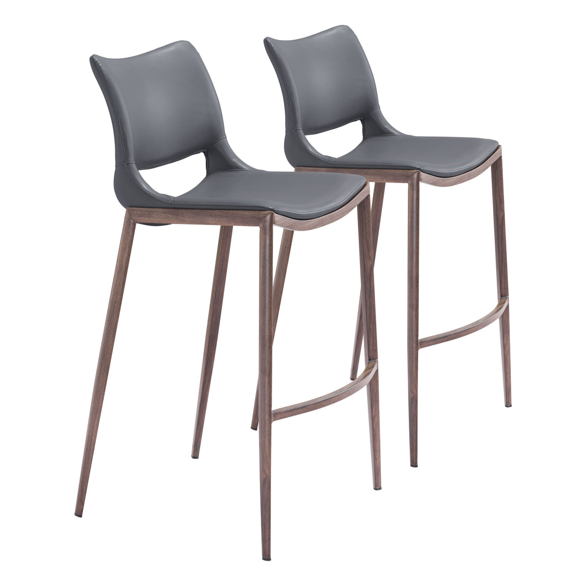 Ace Barstool (Set of 2) Dark Gray & Walnut