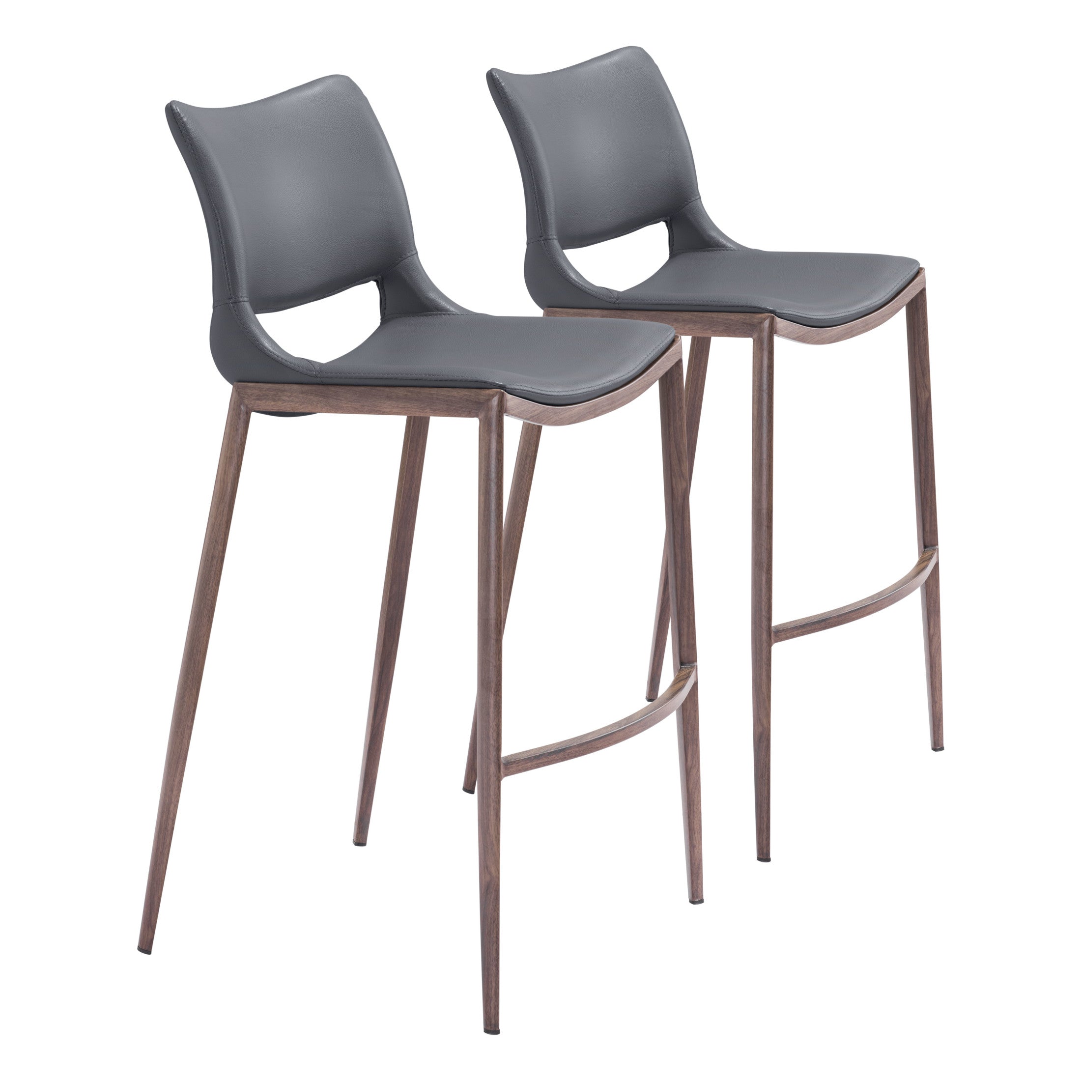 Ace Barstool (Set of 2) Dark Gray & Walnut