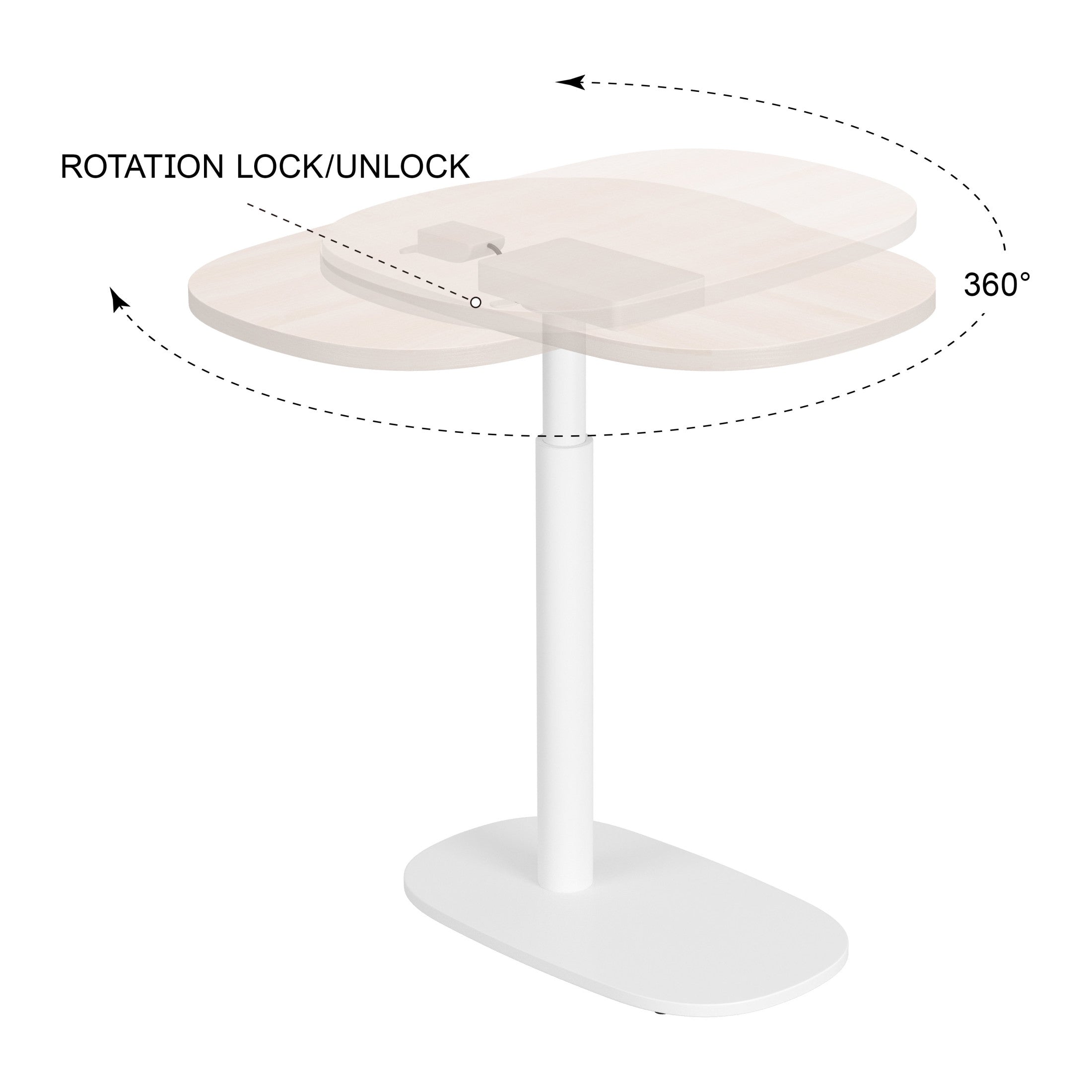 Buddy Adjustable Rotating Side Table Natural & White