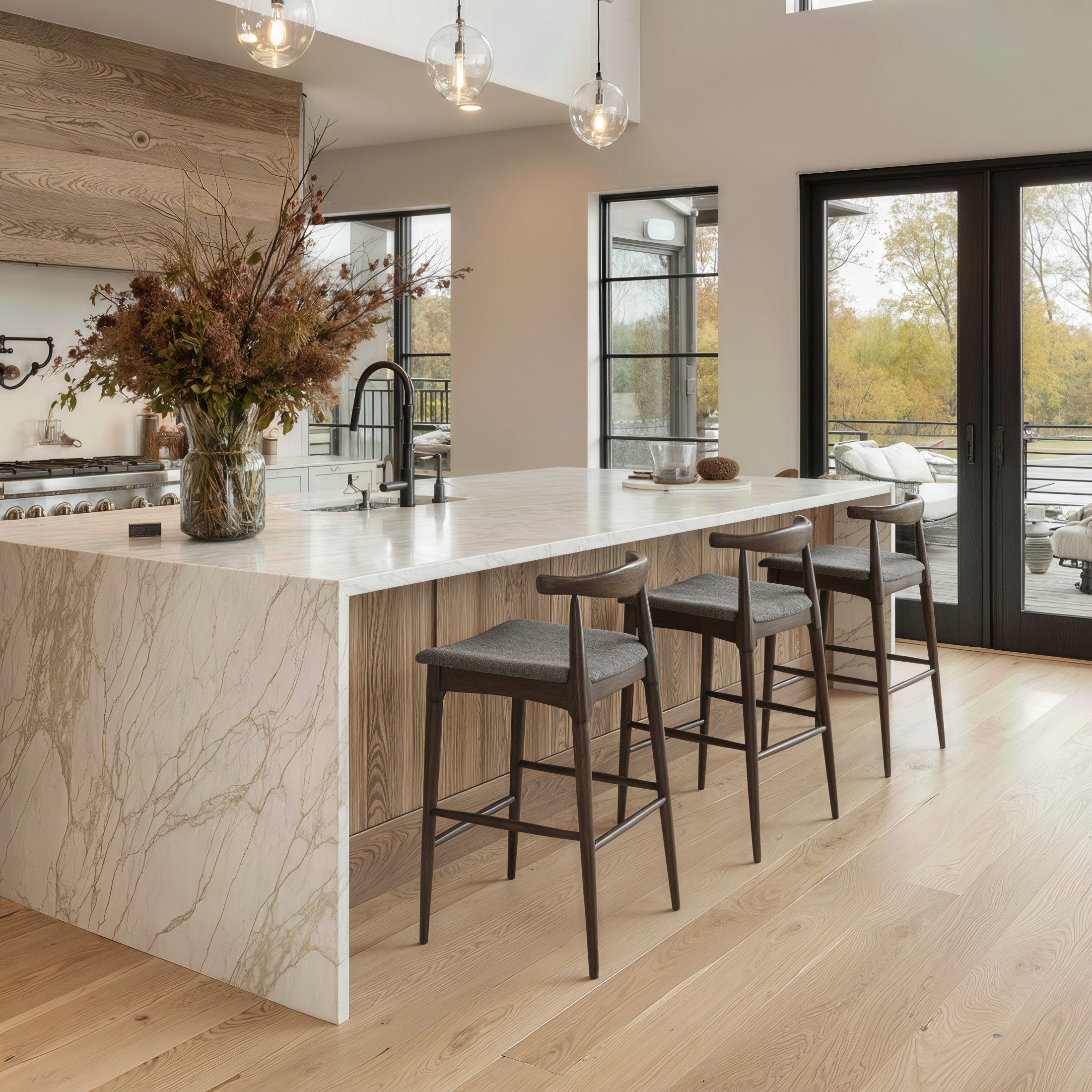 Tuzka Barstool (Set of 2) Gray & Espresso