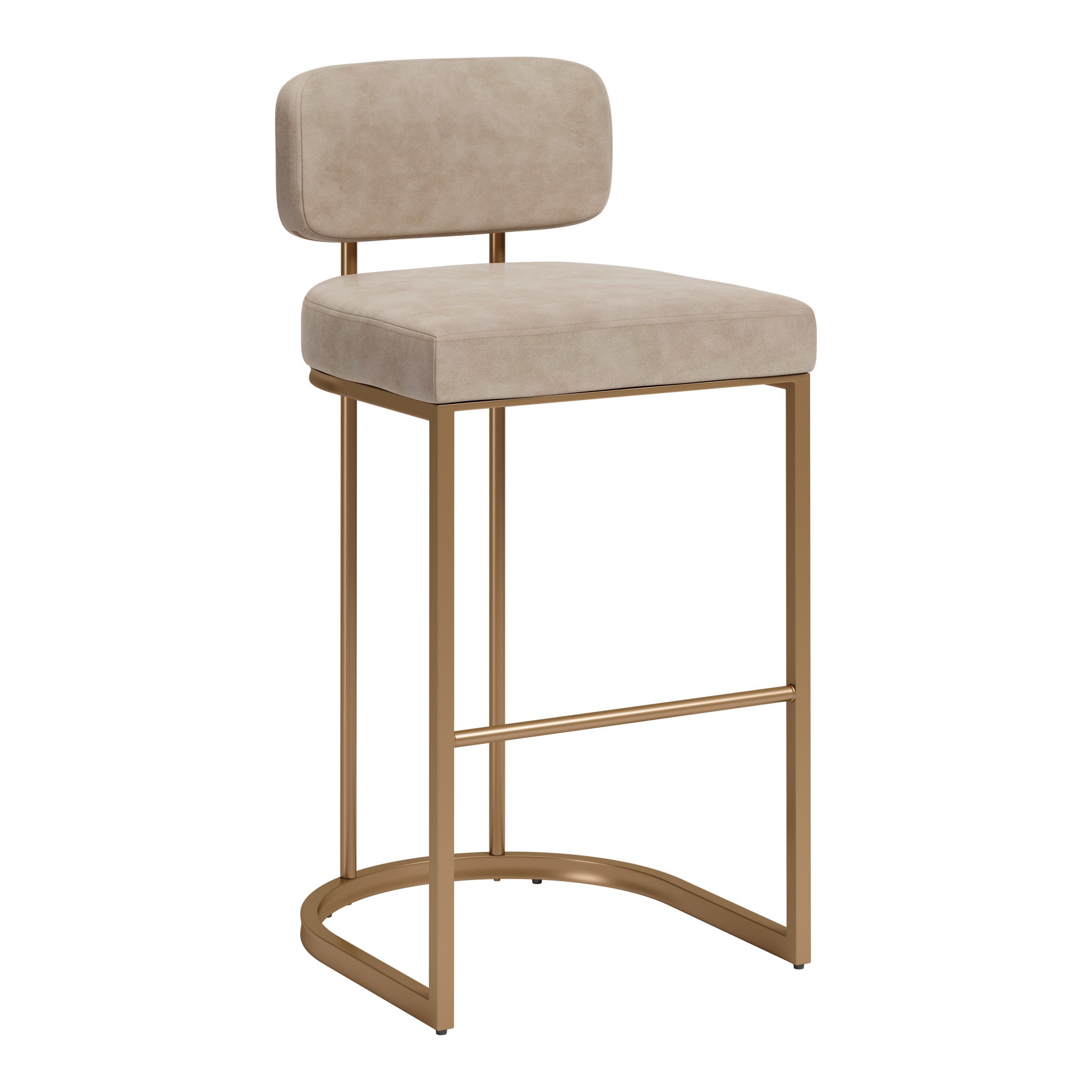 Velar Barstool (Set of 2) Beige & Bronze