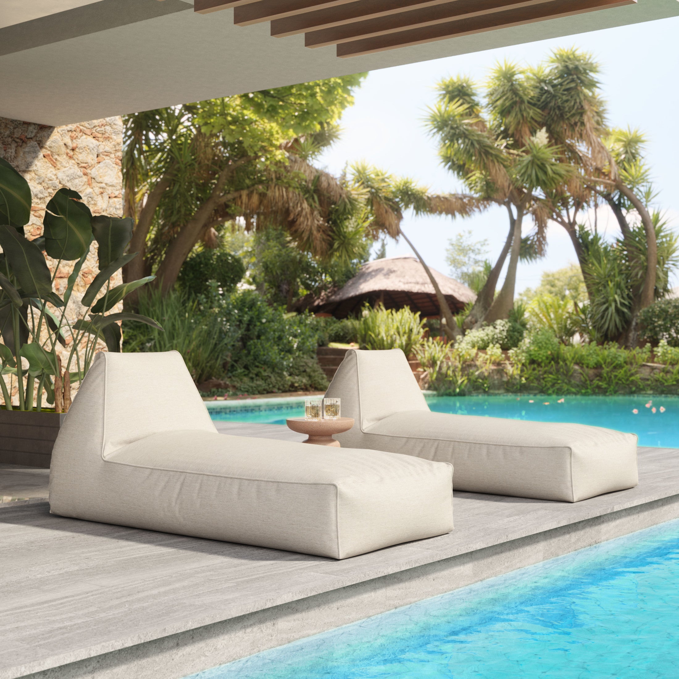 Kalm Chaise Lounge Beige