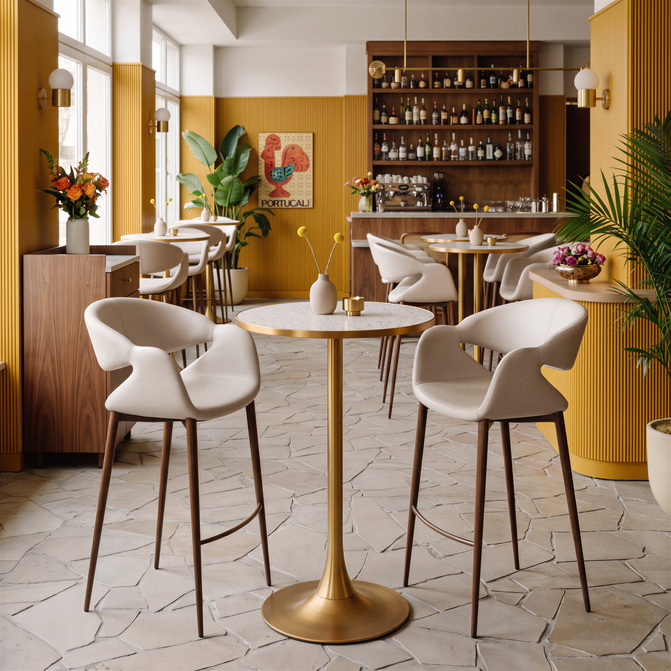 Bite Bar Table Beige & Gold