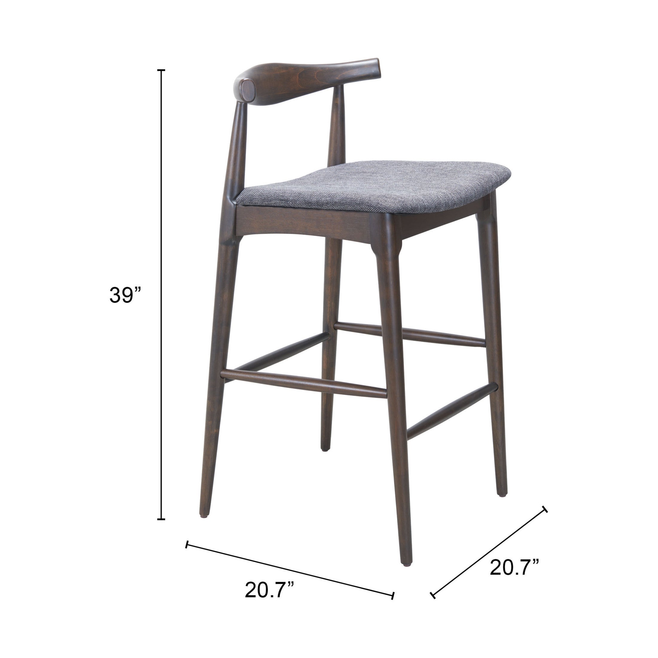 Tuzka Barstool (Set of 2) Gray & Espresso