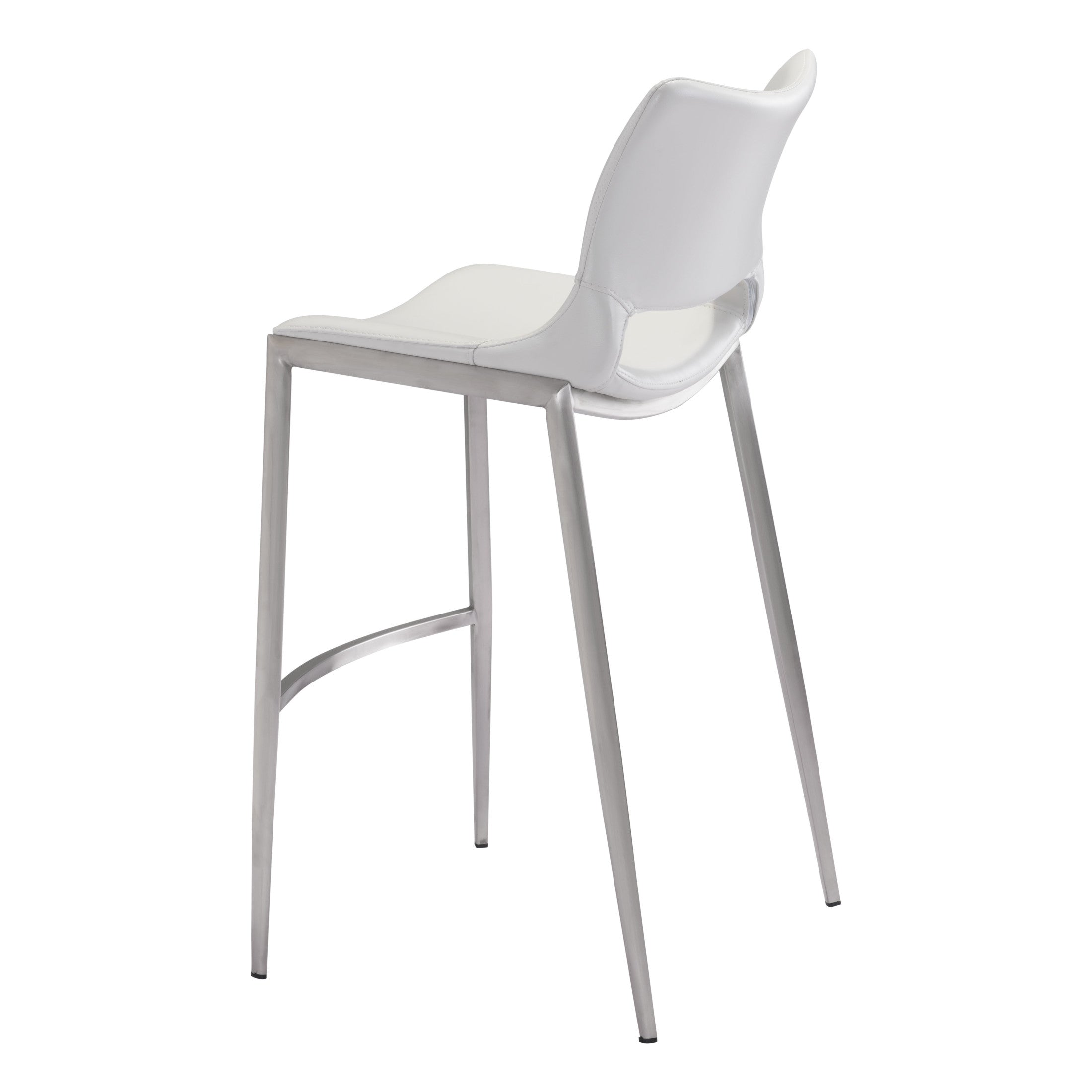Ace Barstool (Set of 2) White & Silver