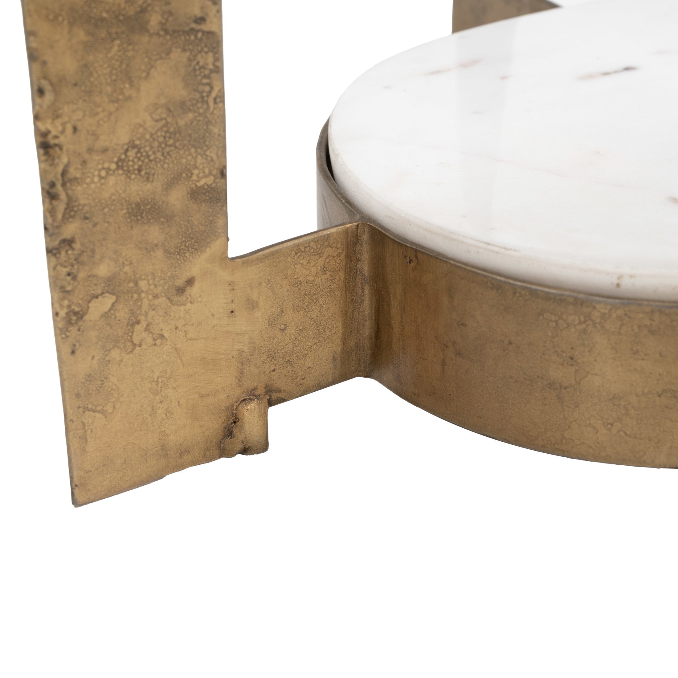 Orion Accent Table White & Brass