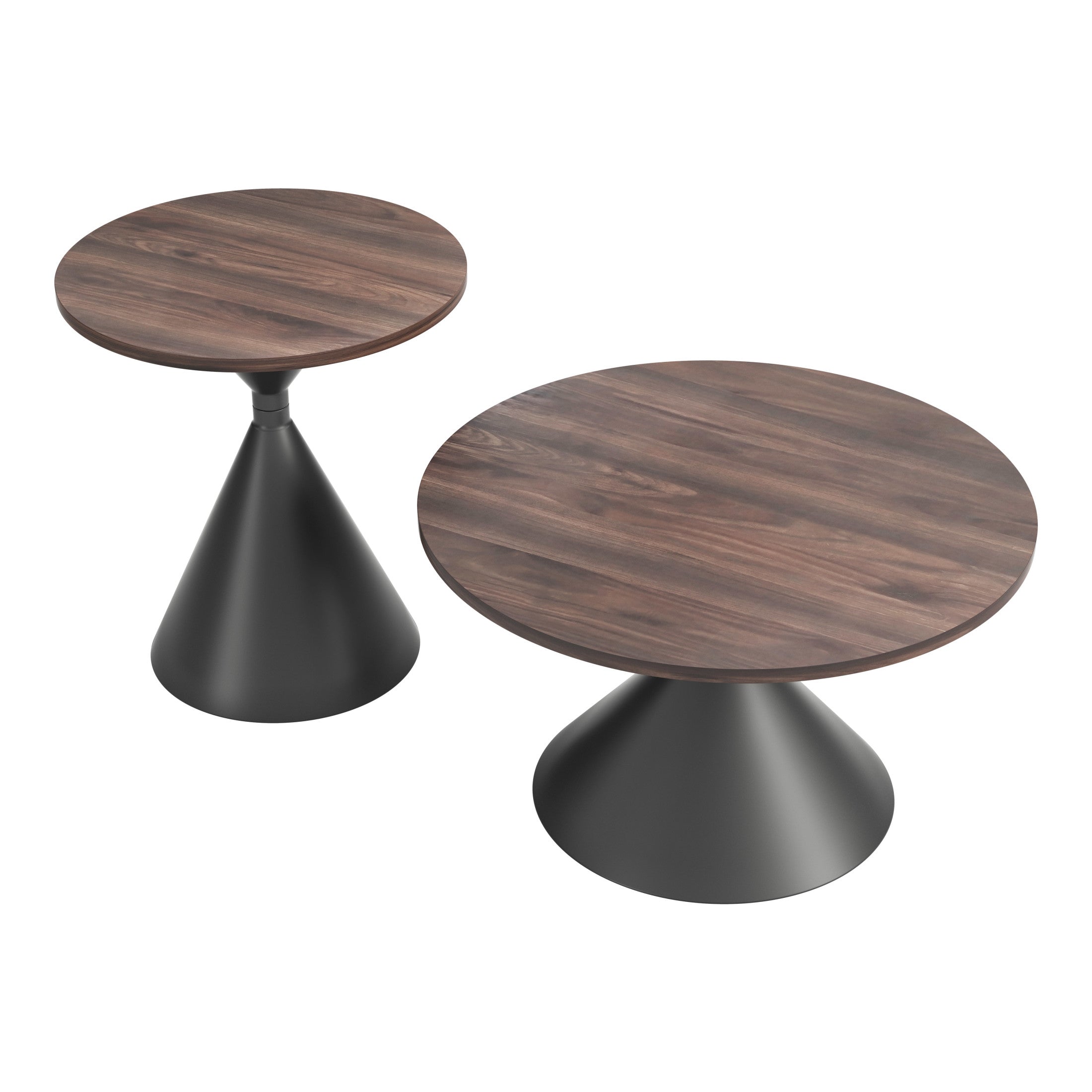Rosk Coffee Table Set (2-Piece) Walnut & Black
