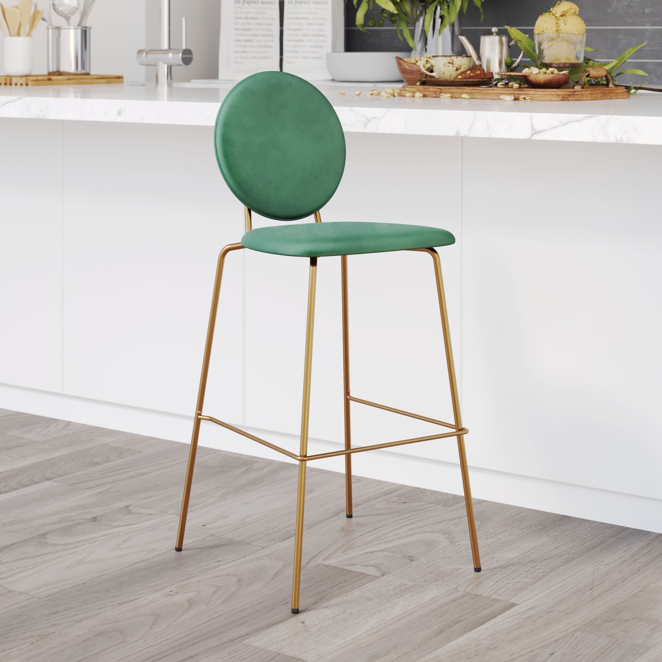 Odessa Barstool (Set of 2) Green & Gold