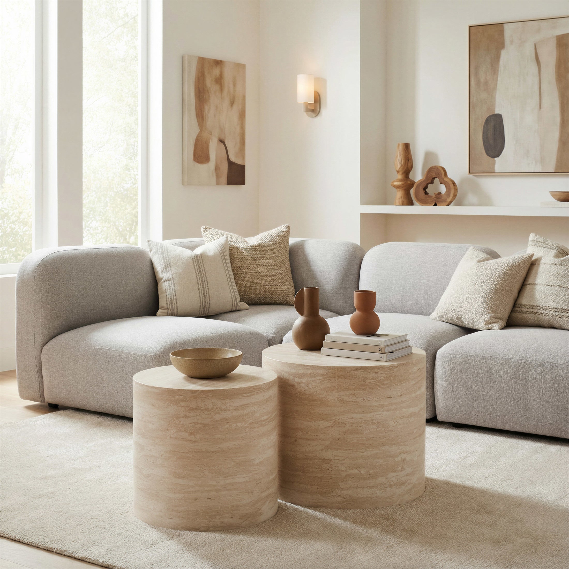 Carzo Coffee Table Set (2-Piece) Stone Beige