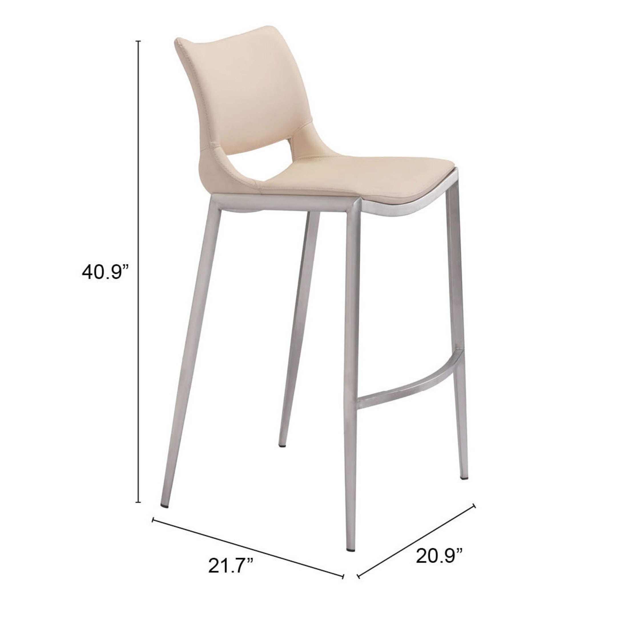 Ace Barstool (Set of 2) Light Pink & Silver