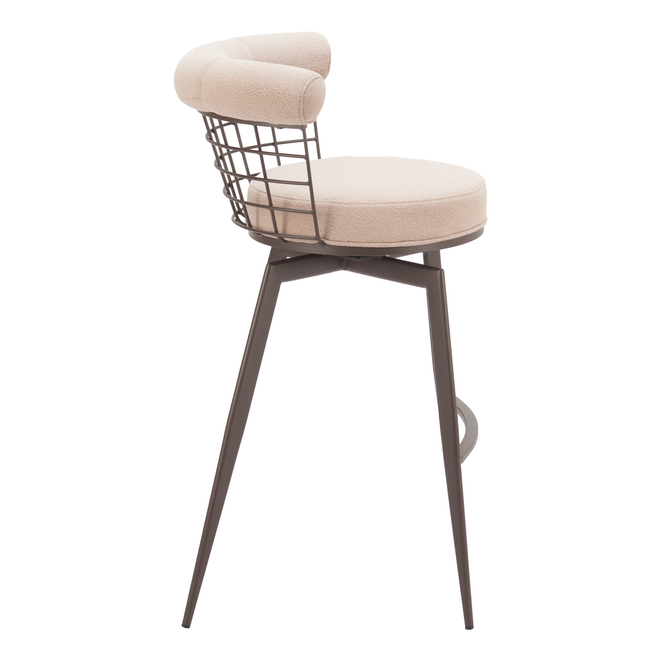 Saku Swivel Barstool Beige & Brown
