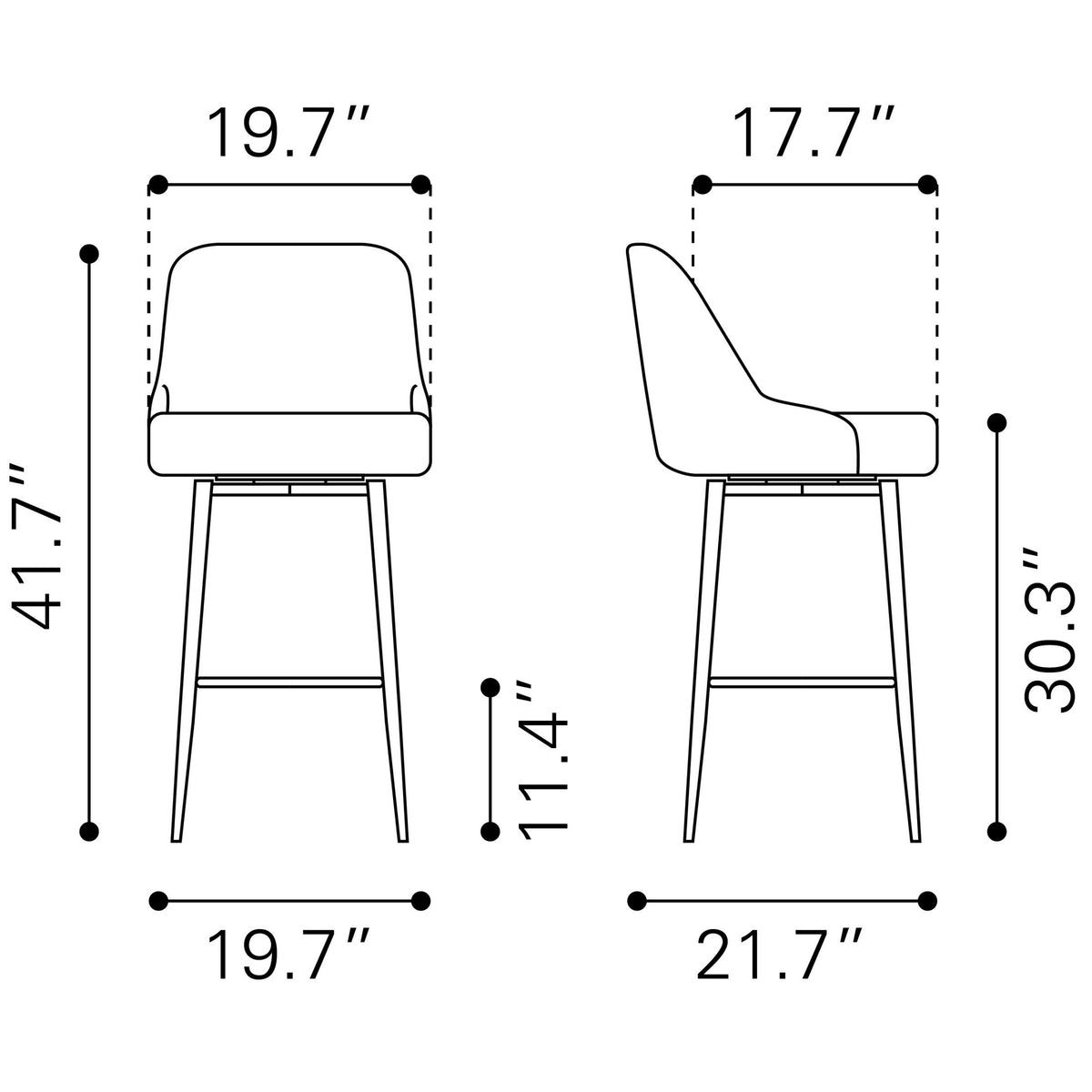 Keppel Swivel Barstool Brown