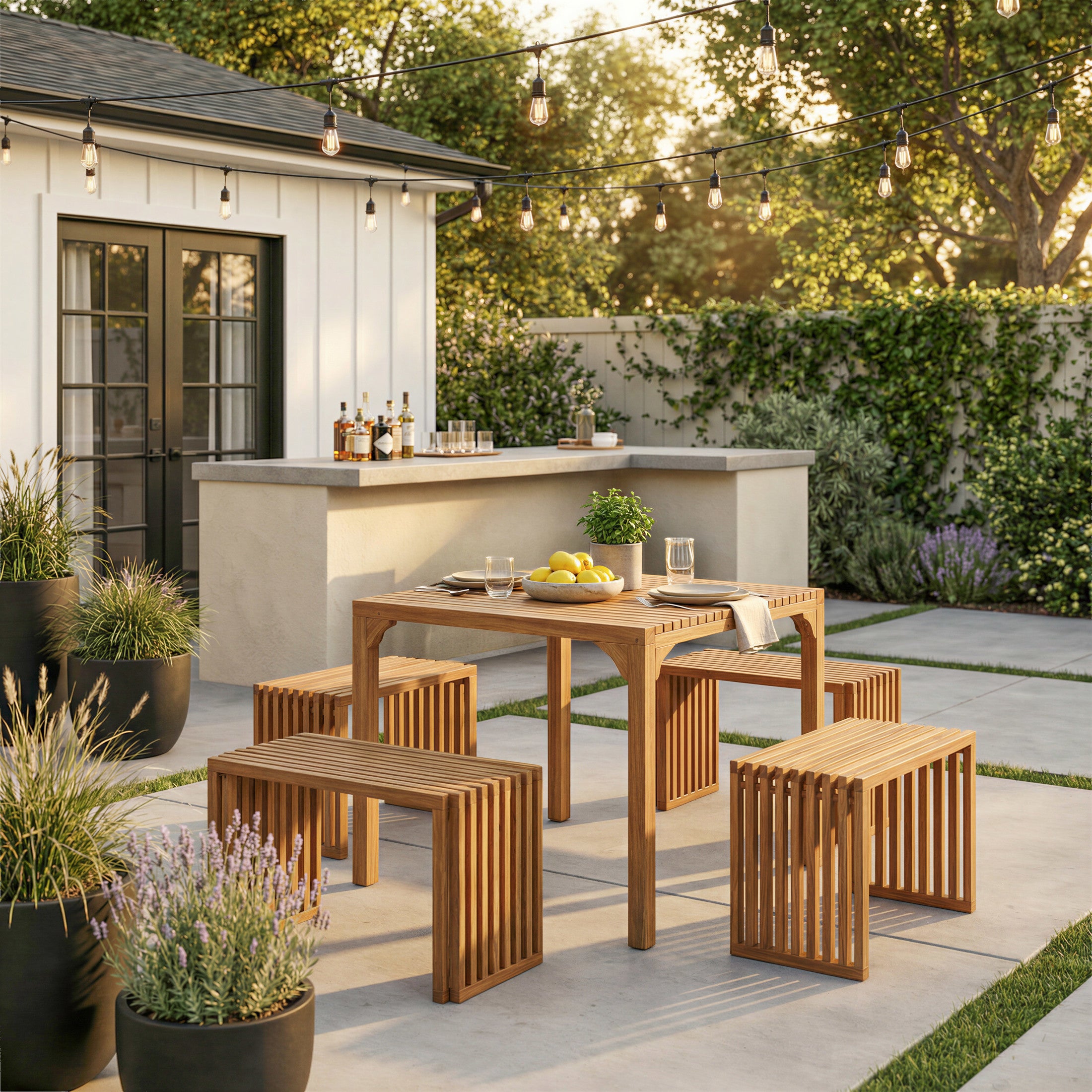 Riviera Extendable Bench (Set of 2) Natural