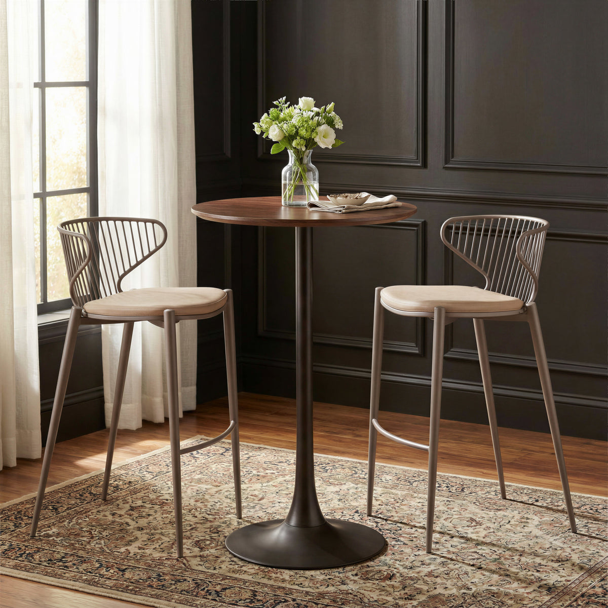 Silues Barstool (Set of 2) Taupe & Brown