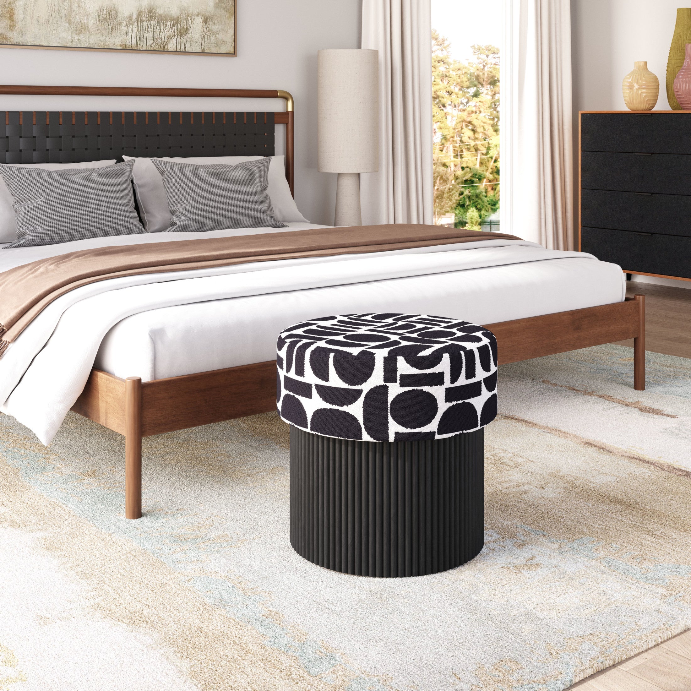 Boto Storage Ottoman Black & White