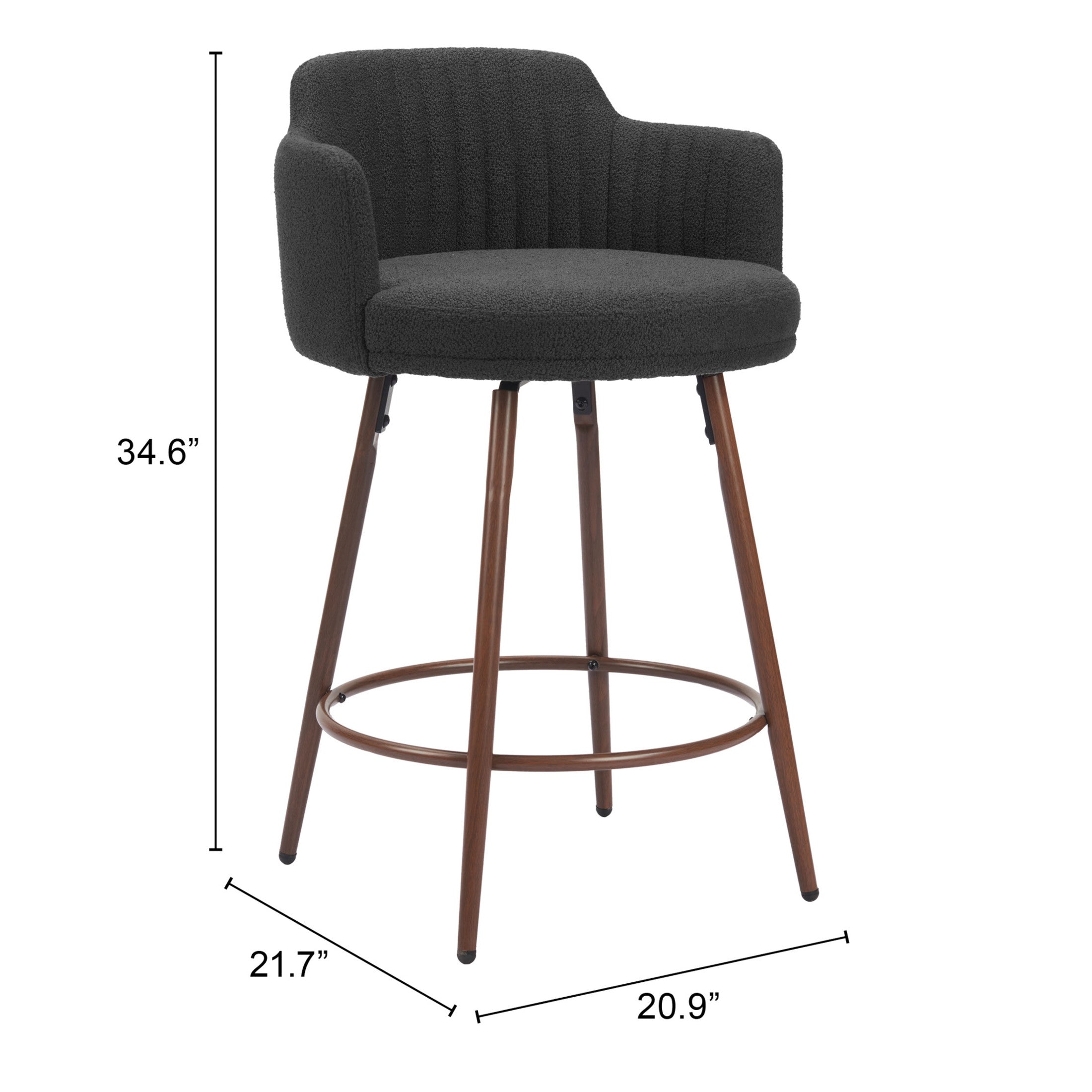 Kono Swivel Counter Stool (Set of 2) Black & Walnut