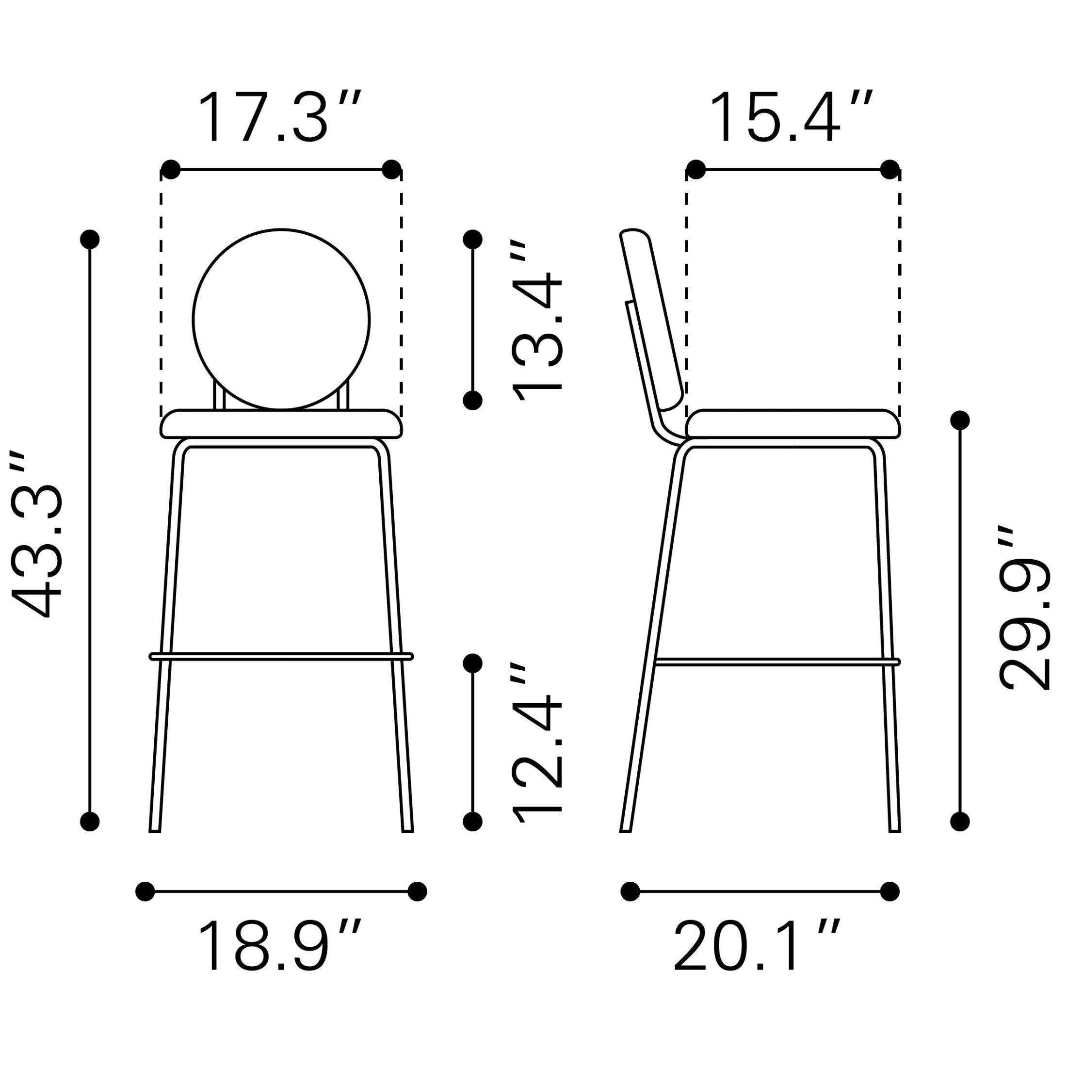 Odessa Barstool (Set of 2) Green & Gold