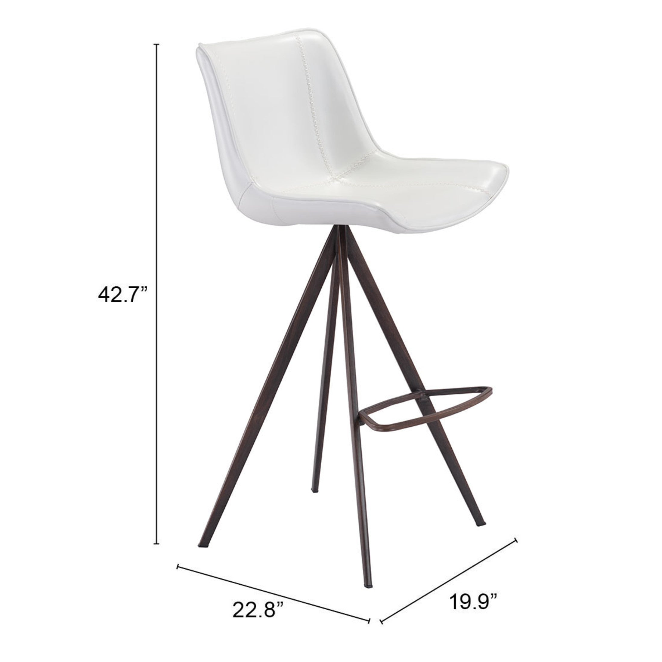 Aki Barstool (Set of 2) White & Walnut