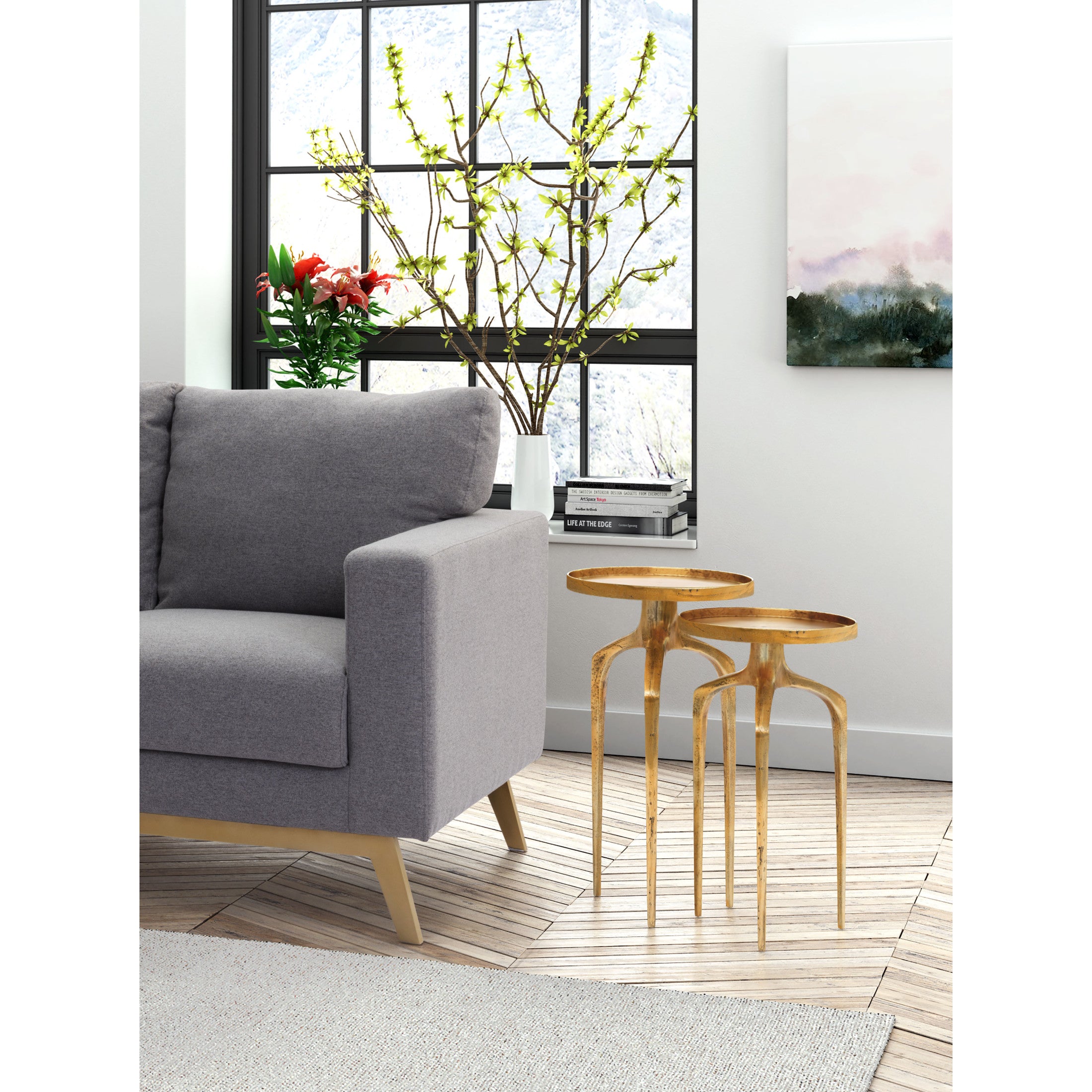 Como Accent Table Set (2-Piece) Antique Gold