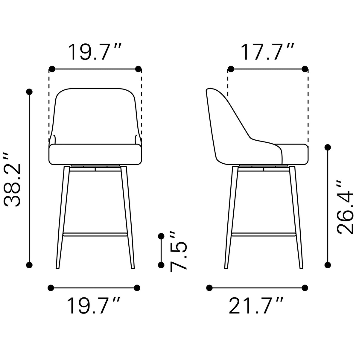 Keppel Swivel Counter Stool Brown