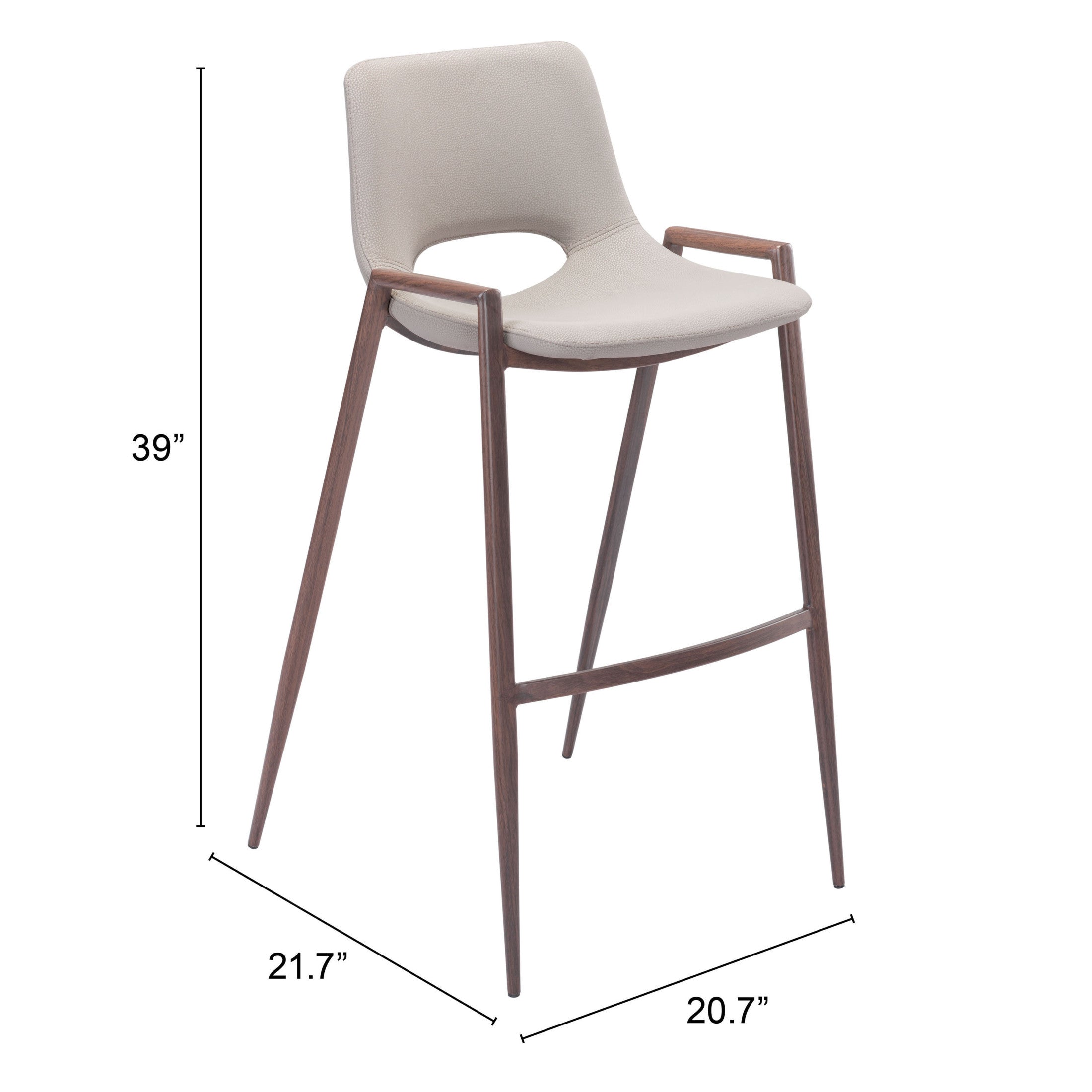 Desi Barstool (Set of 2) Beige & Walnut