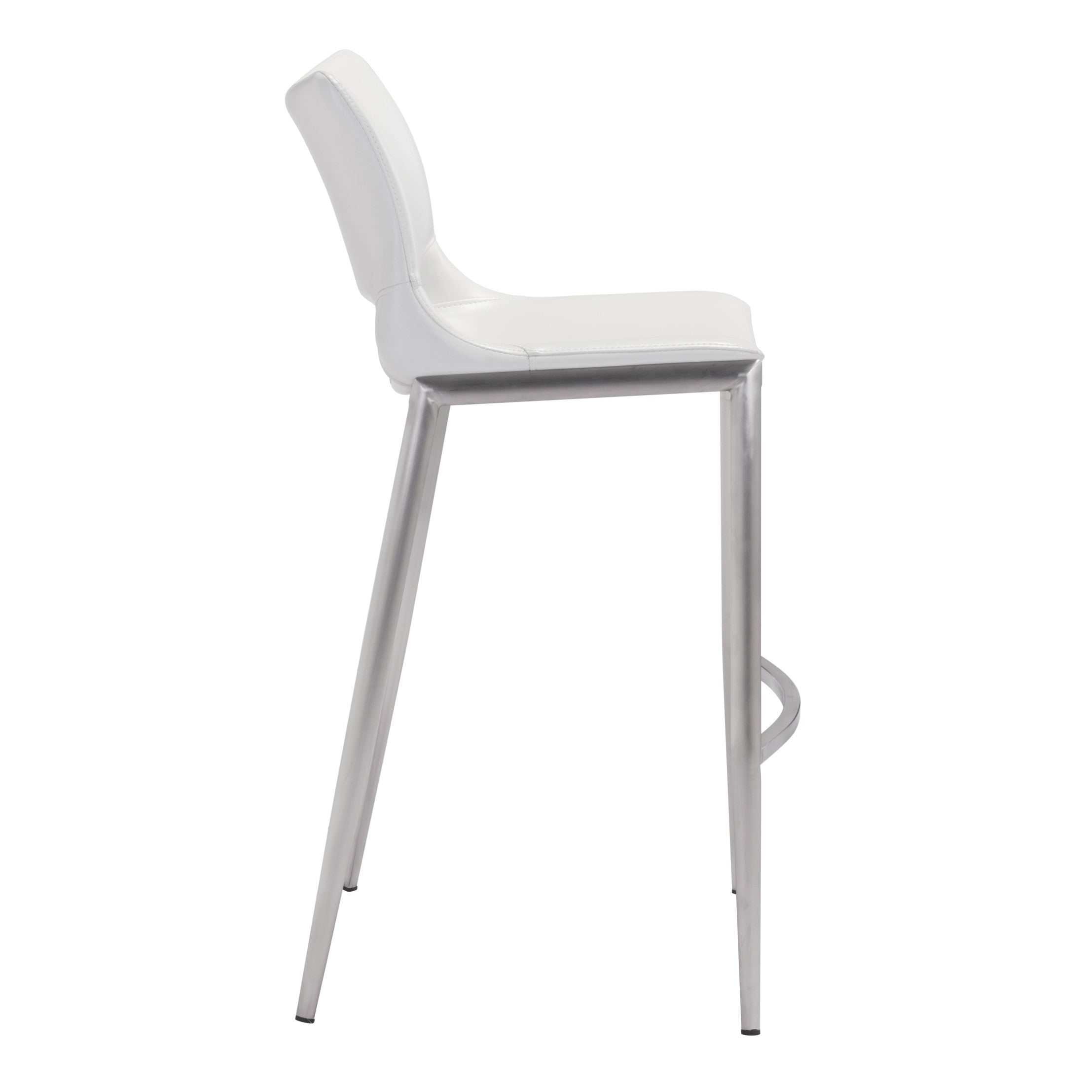 Ace Barstool (Set of 2) White & Silver
