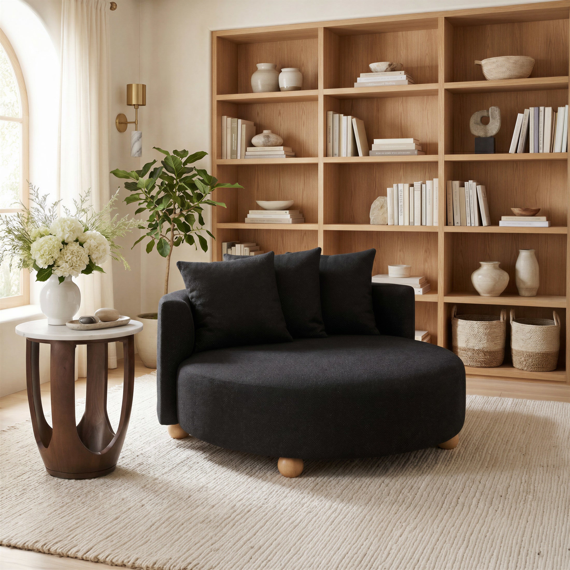 Vaan Side Table White & Walnut