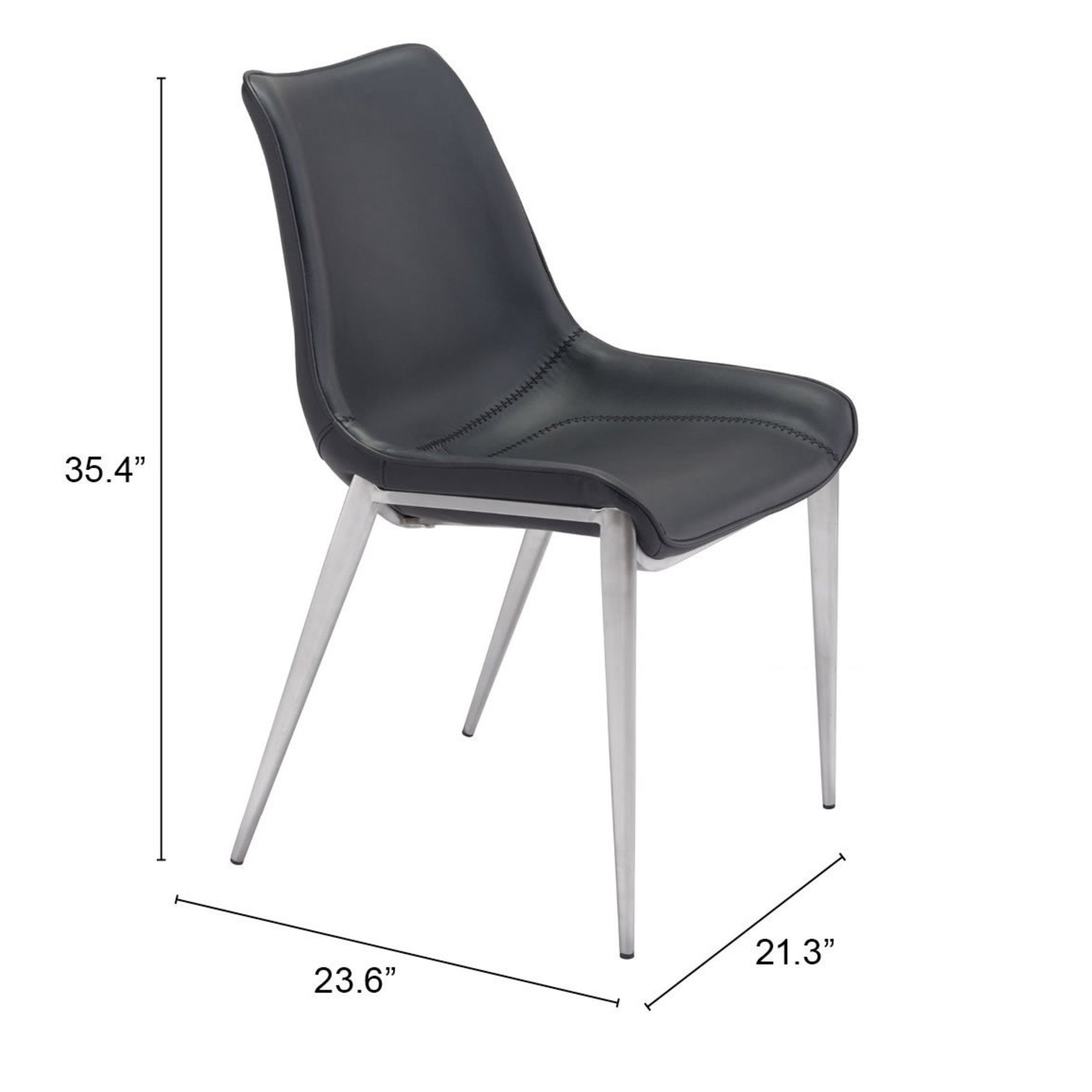 Magnus Dining Chair (Set of 2) Black & Silver