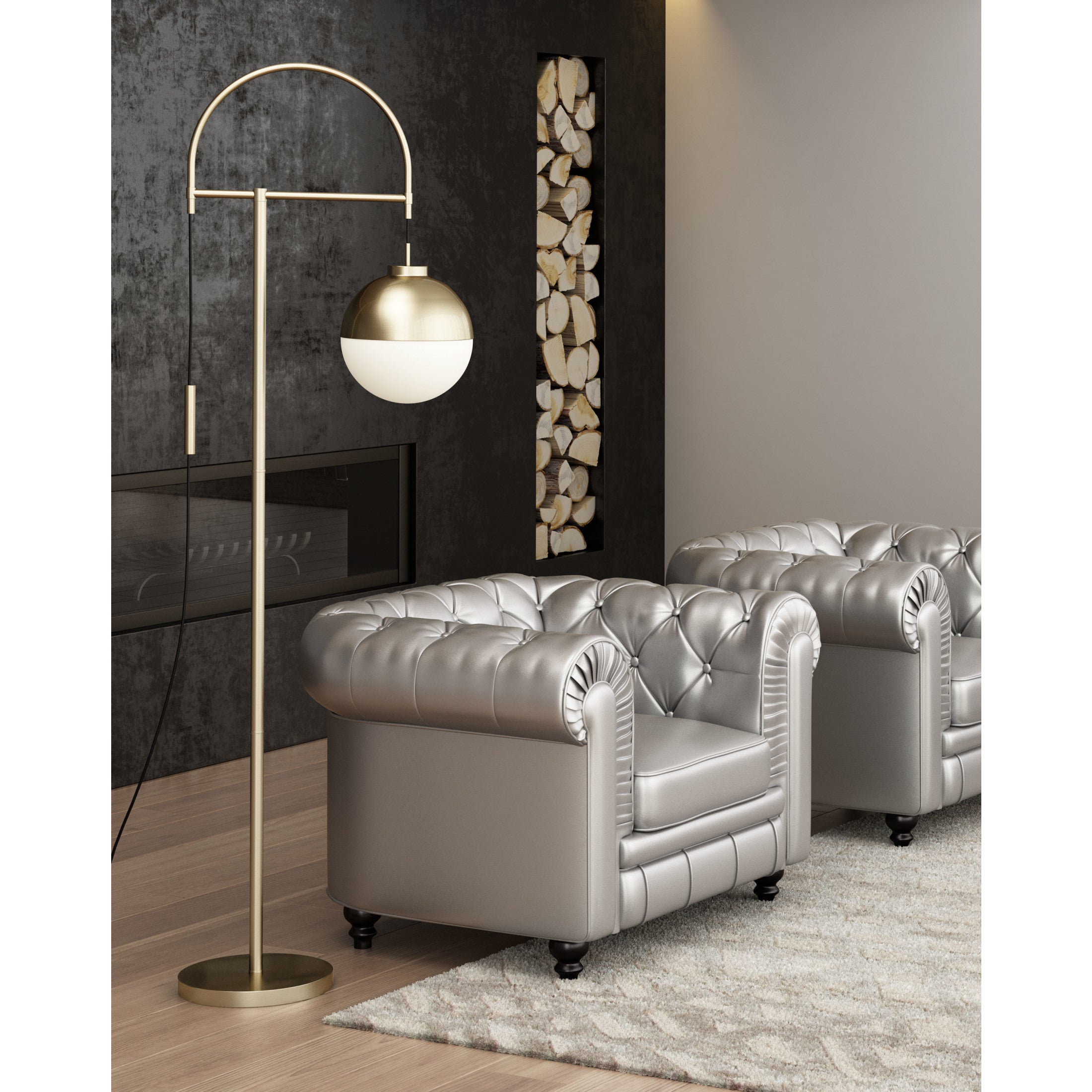 Waterloo Floor Lamp White & Bronze