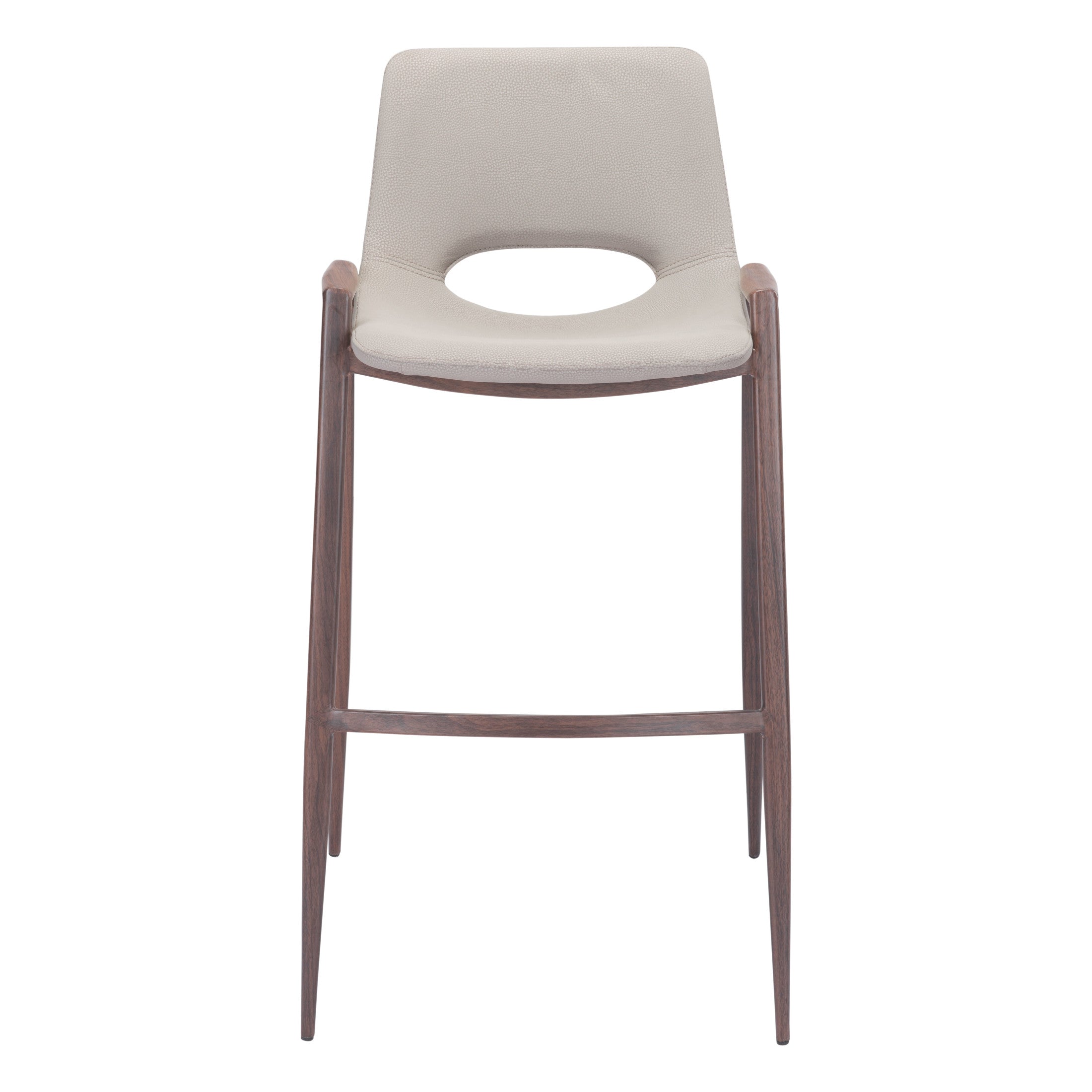 Desi Barstool (Set of 2) Beige & Walnut