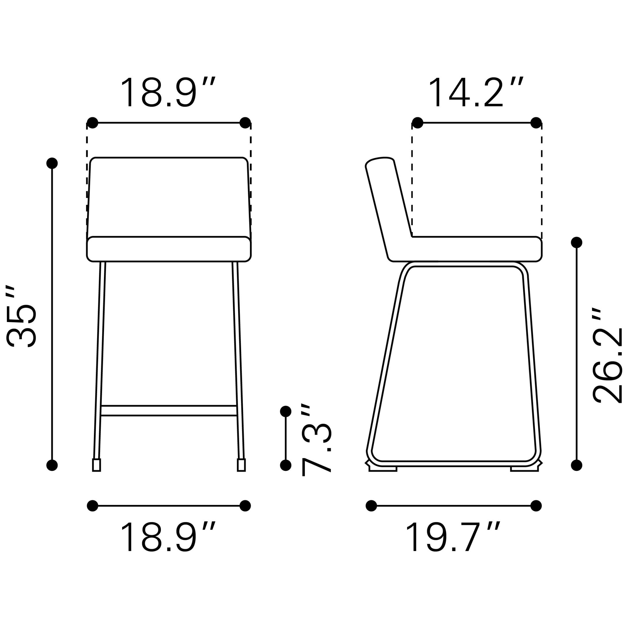 Pago Counter Stool (Set of 2) Gray