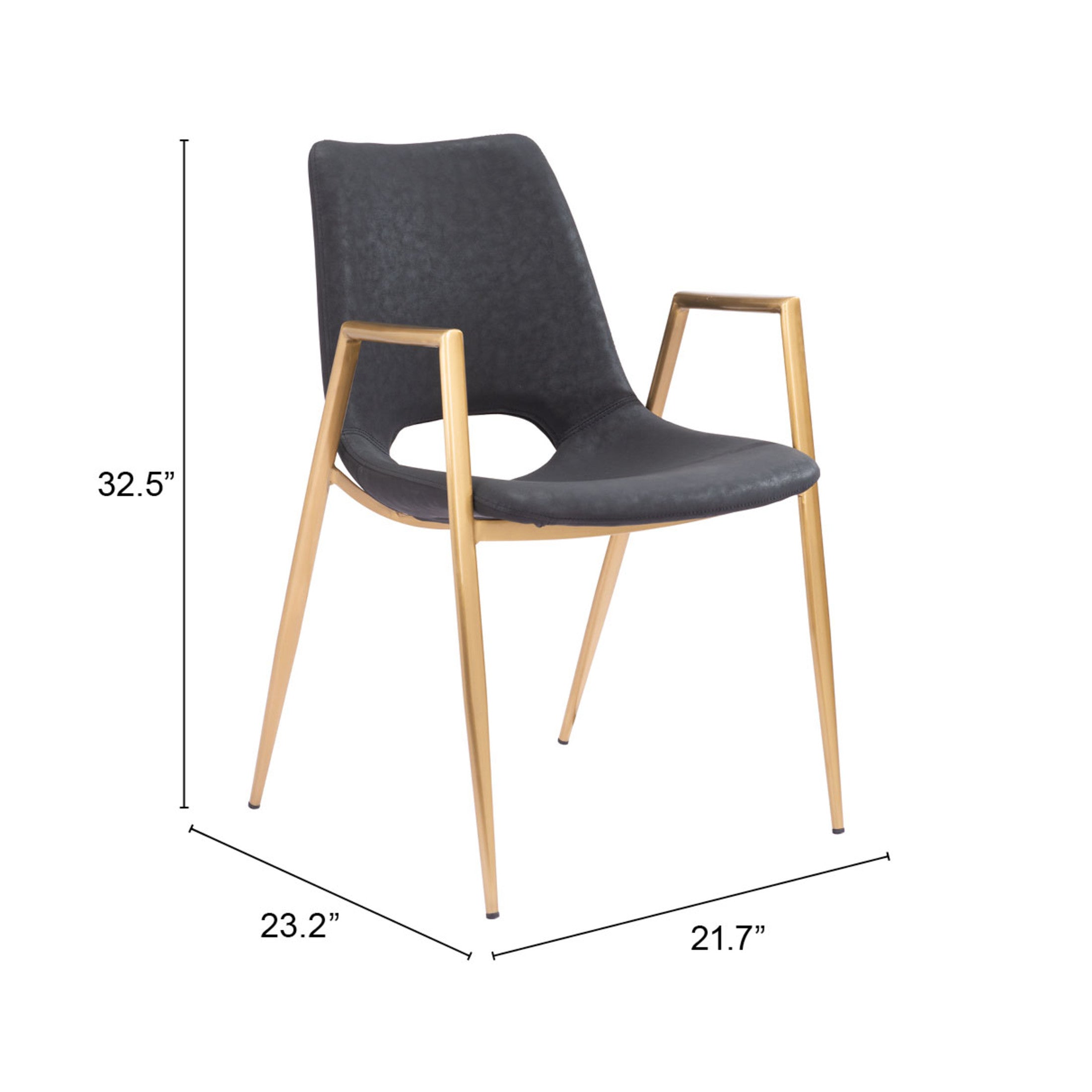Desi Dining Chair (Set of 2) Black & Gold
