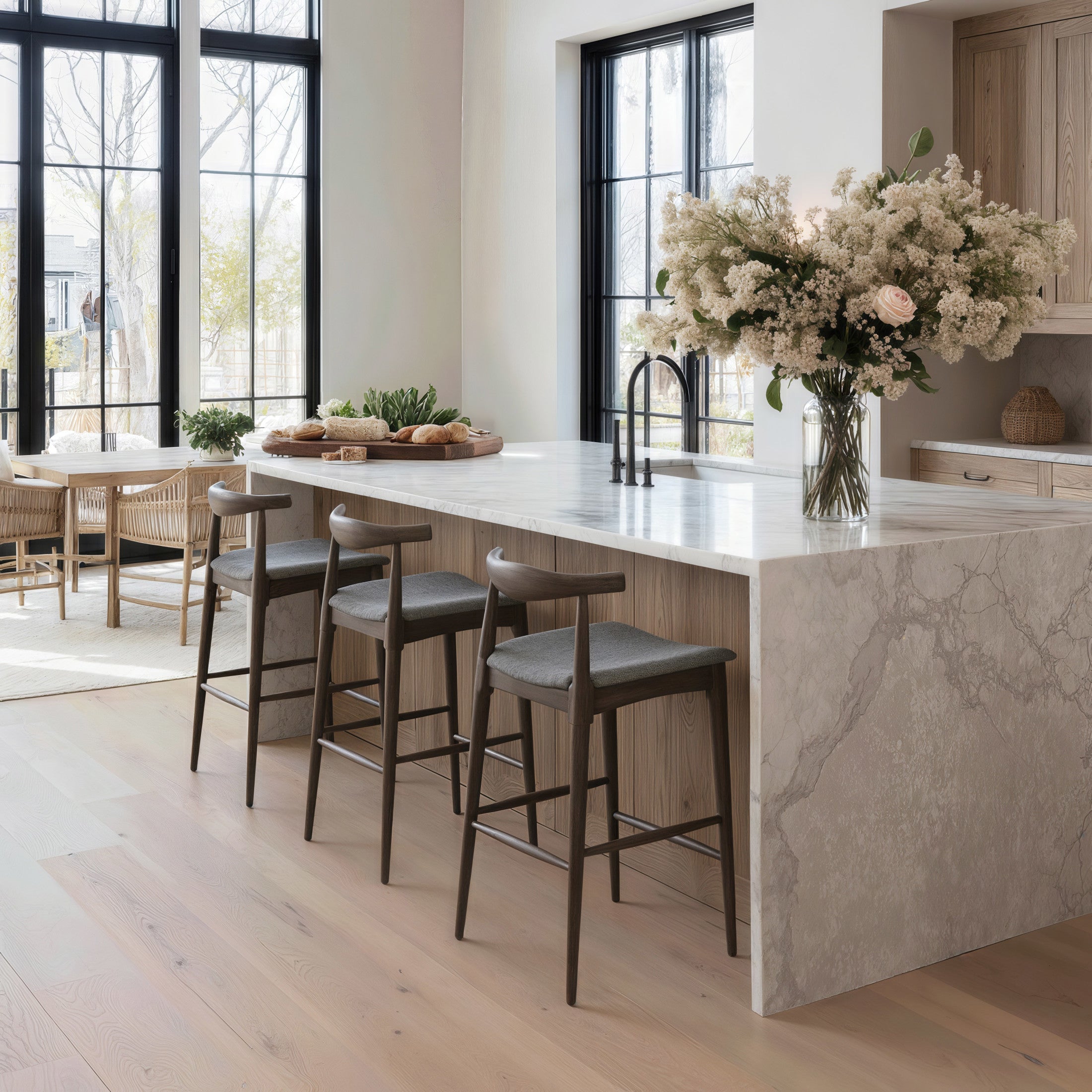 Tuzka Barstool (Set of 2) Gray & Espresso