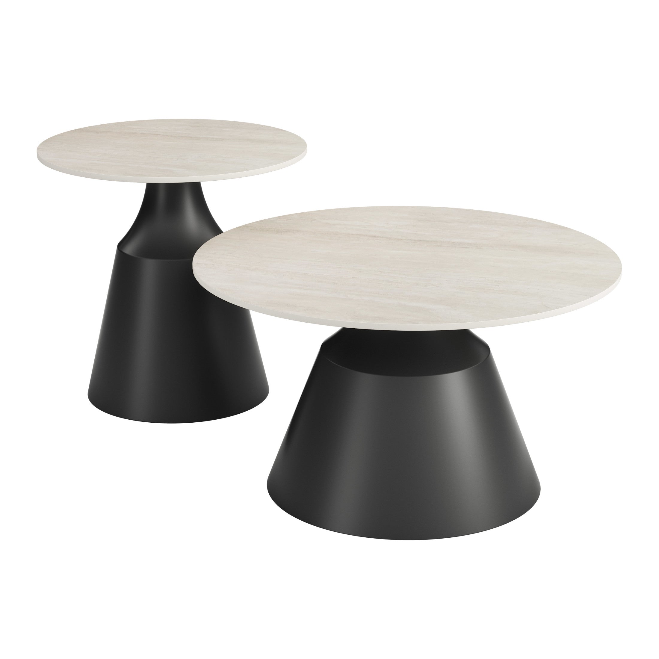 Camella Coffee Table Set (2-Piece) Light Beige & Black