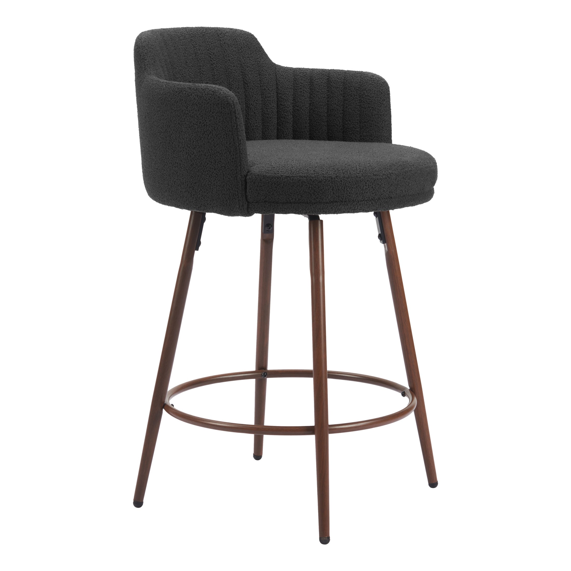 Kono Swivel Counter Stool (Set of 2) Black & Walnut