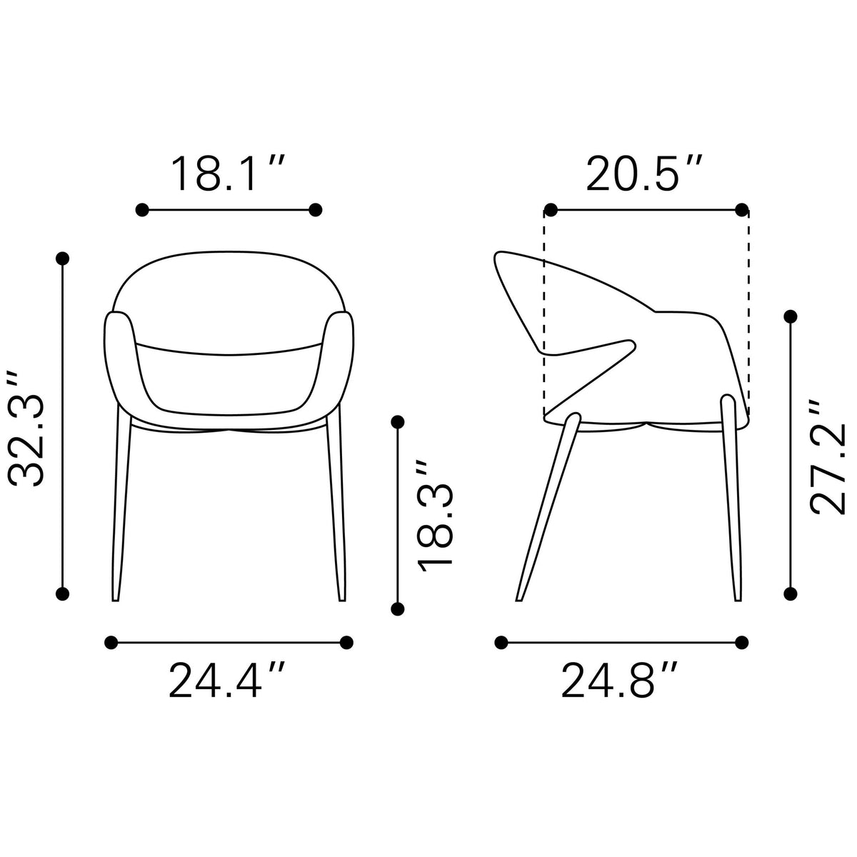 Limay Dining Chair (Set of 2) Beige & Walnut