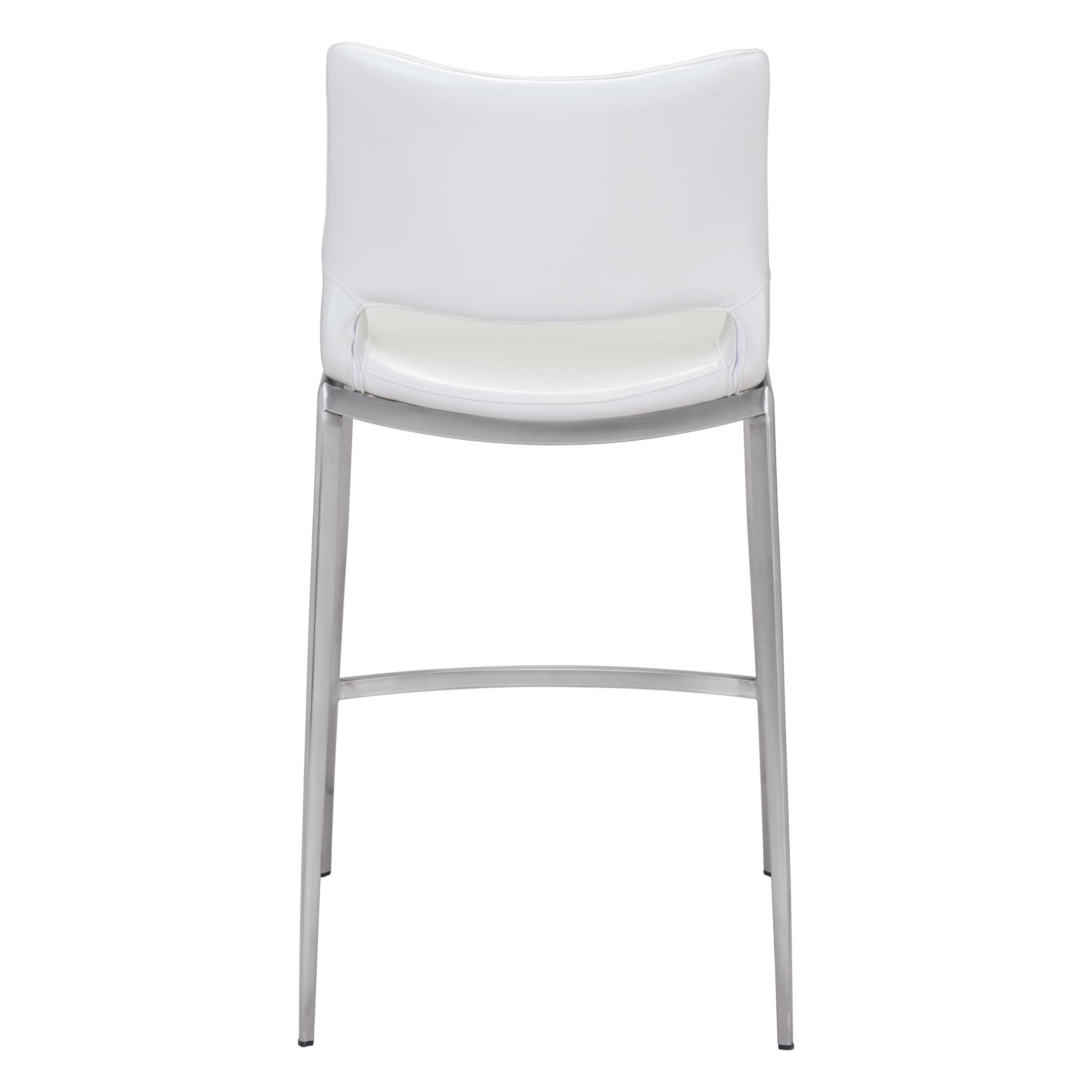 Ace Counter Stool (Set of 2) White & Silver