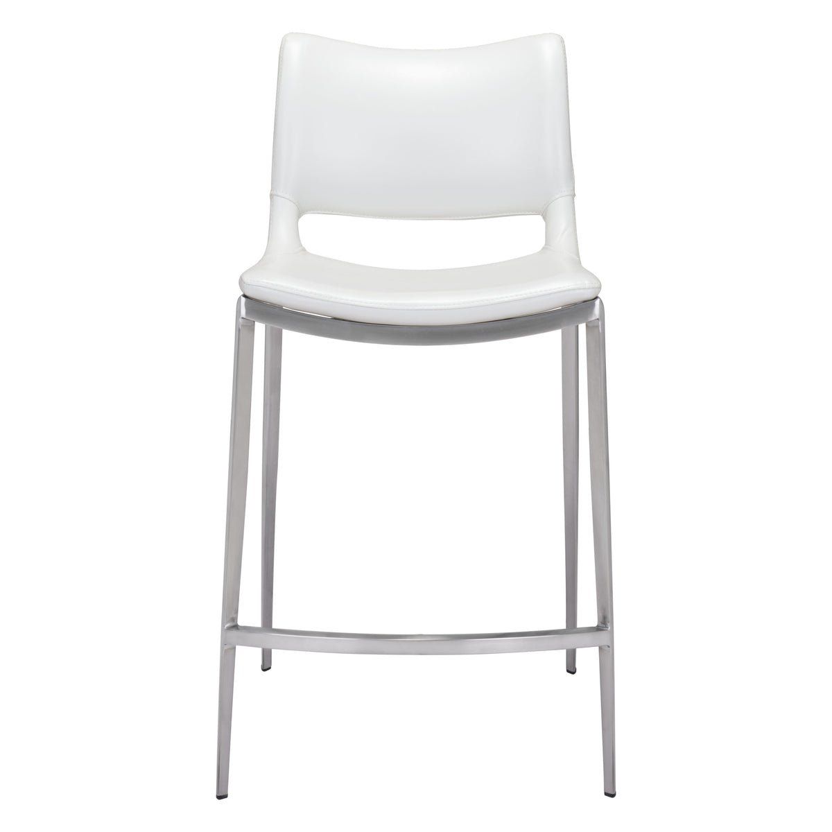 Ace Counter Stool (Set of 2) White & Silver