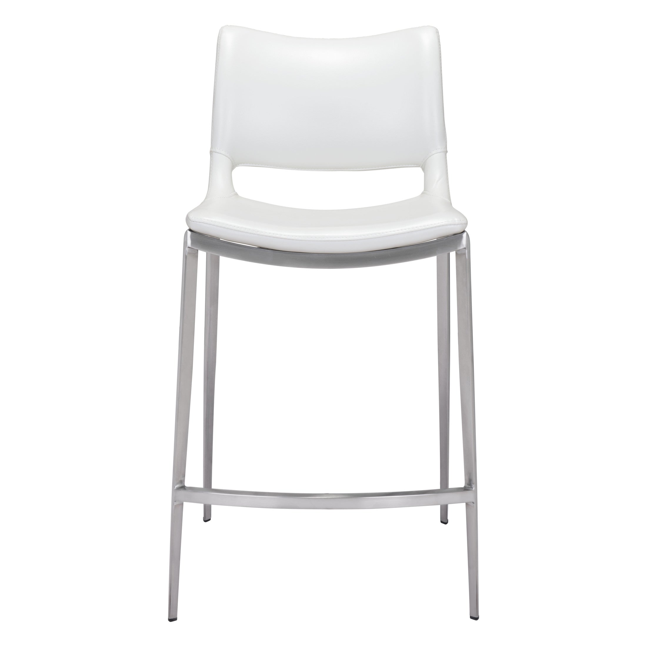 Ace Counter Stool (Set of 2) White & Silver