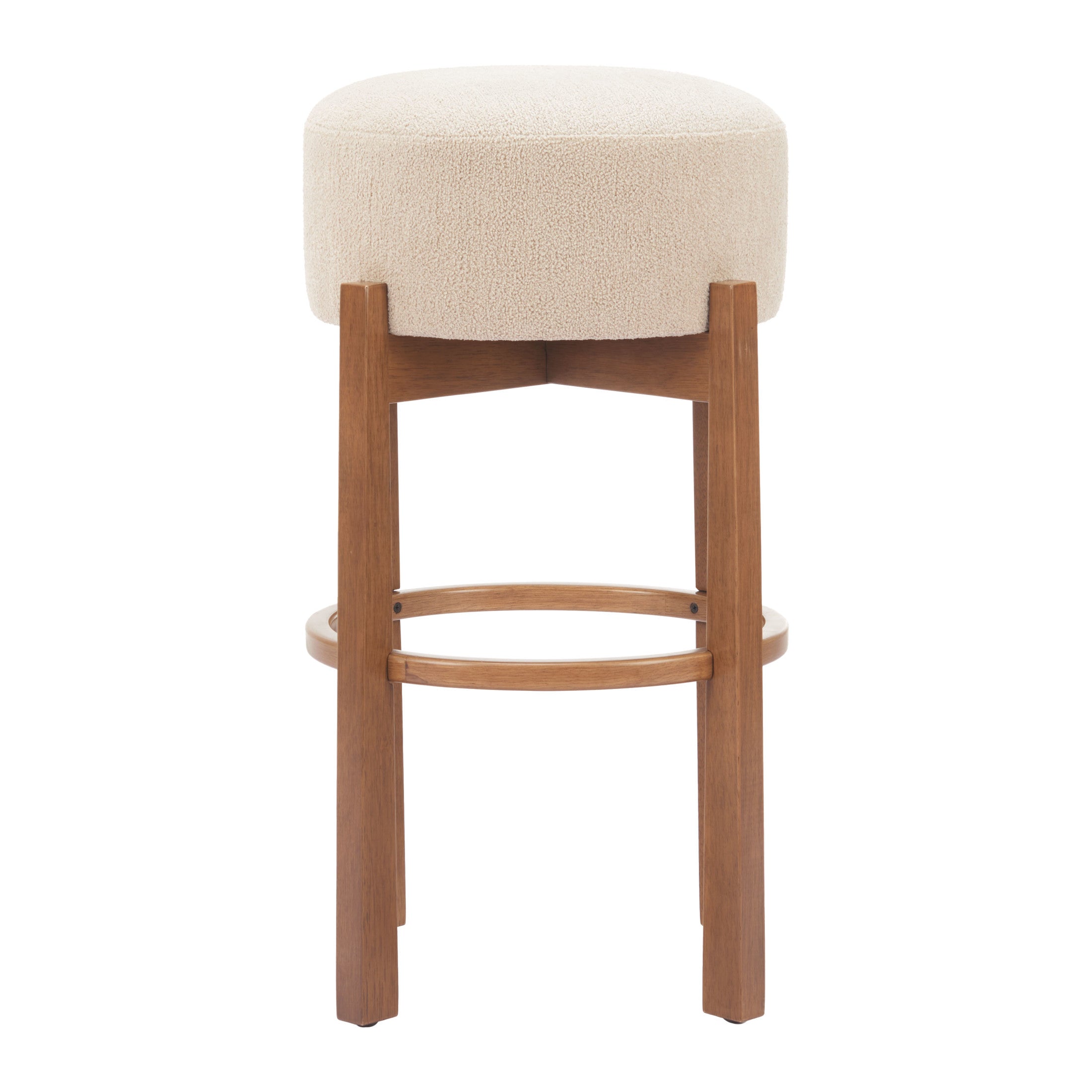 Nade Barstool (Set of 2) Beige & Walnut
