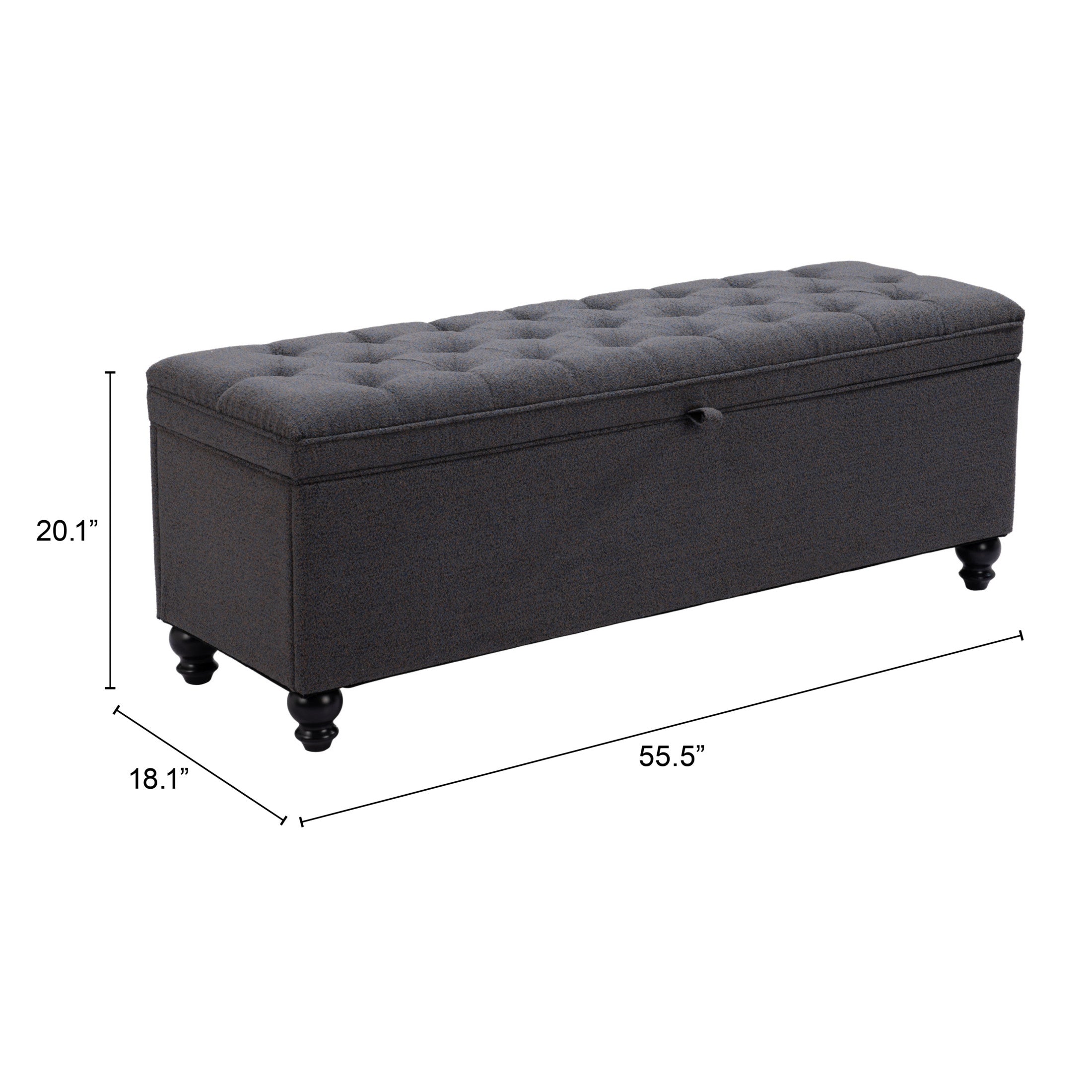 Halifax Storage Bench Gravel Gray
