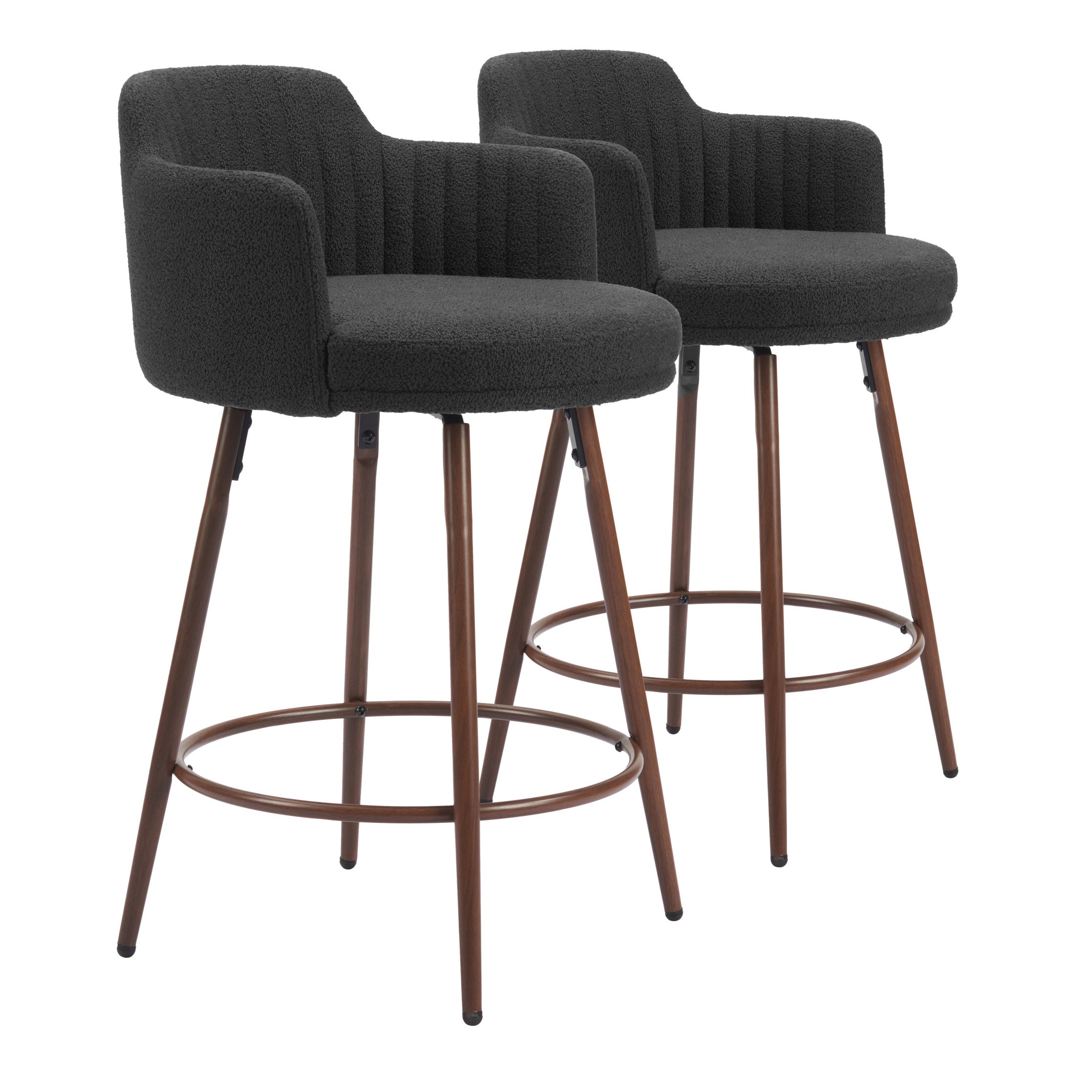 Kono Swivel Counter Stool (Set of 2) Black & Walnut