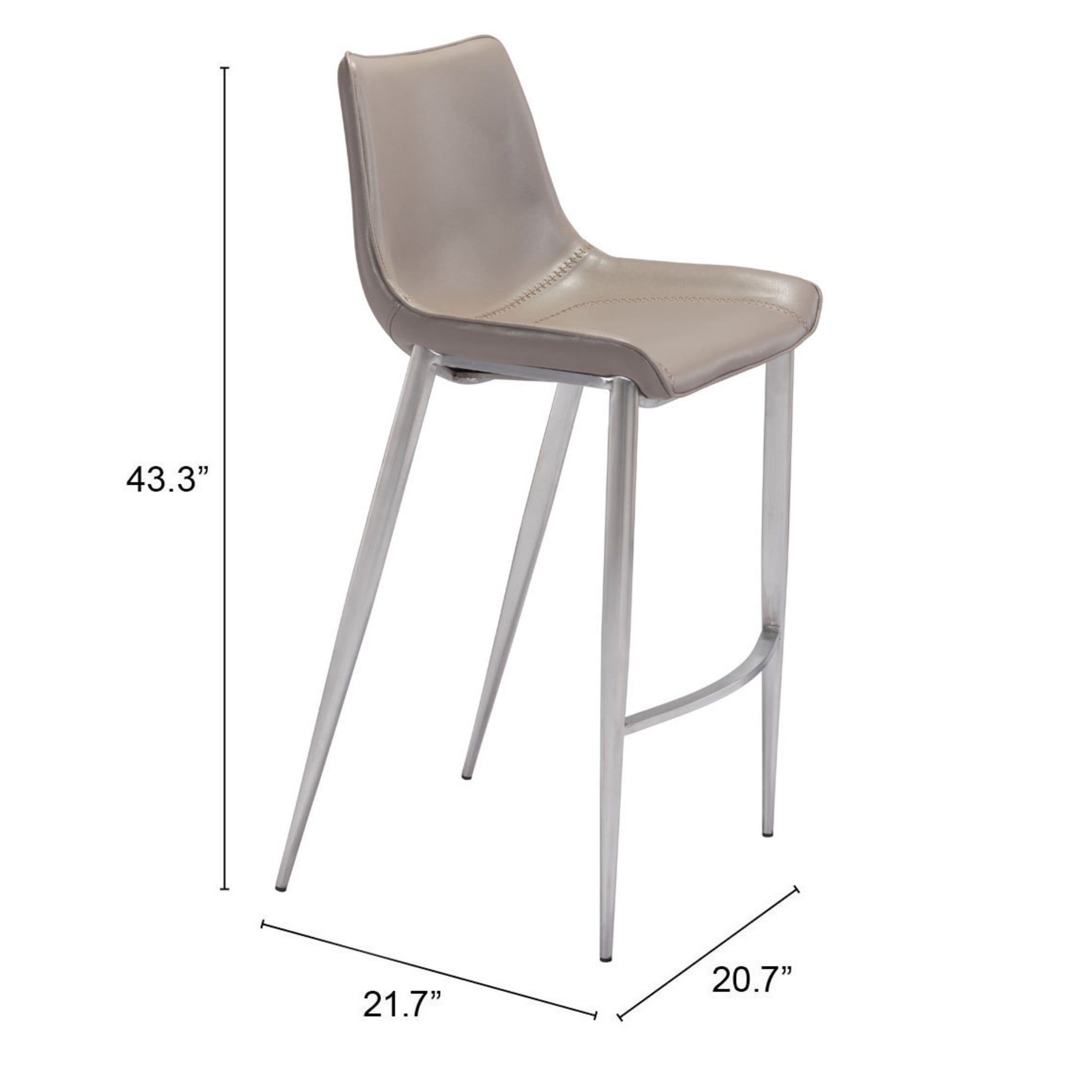 Magnus Barstool (Set of 2) Brown & Silver